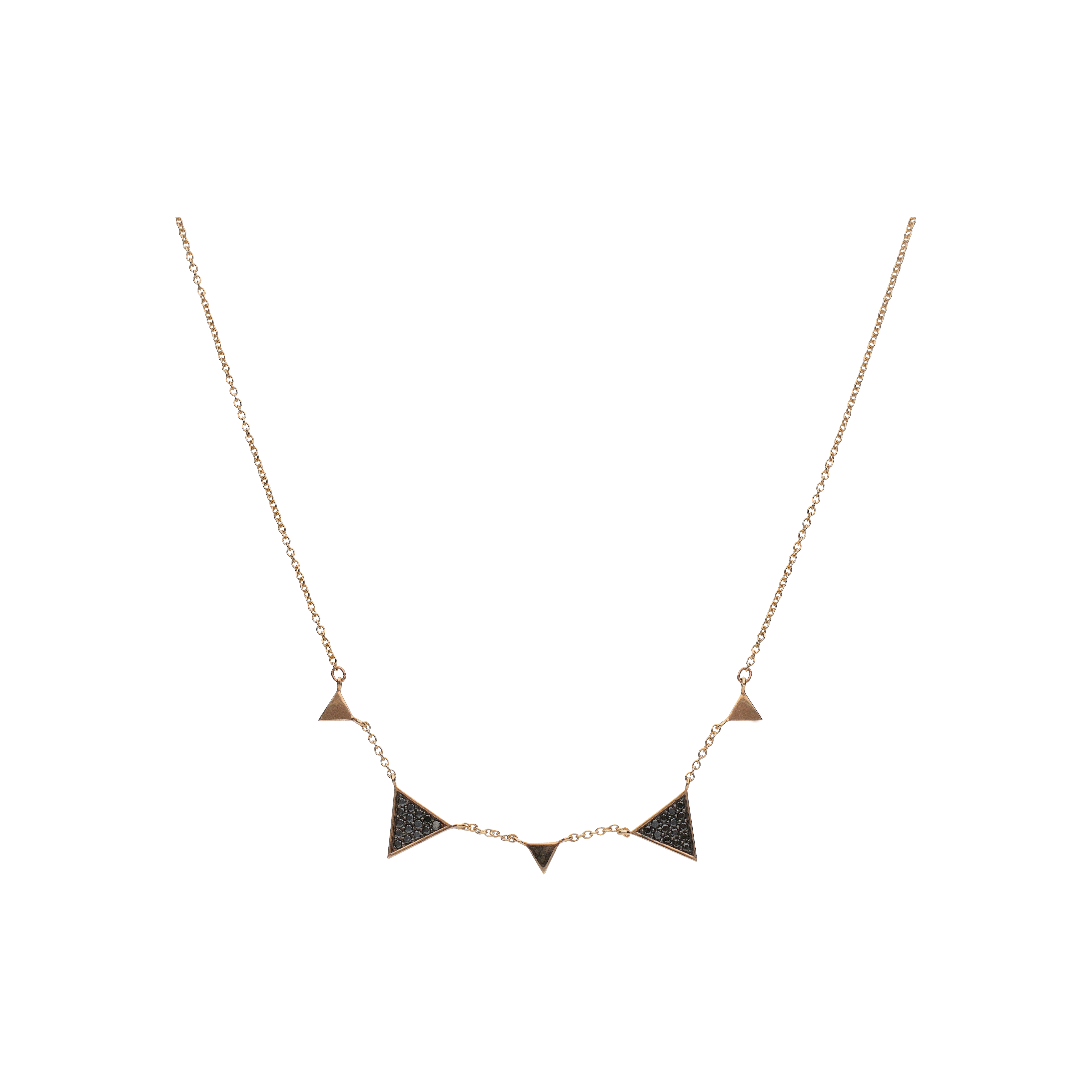 Bartorelli Italian Jewels | COLLANA IN ORO ROSA CON TRIANGOLI IN PAV&Eacute; DI DIAMANTI NERI - C054/46DN (1)