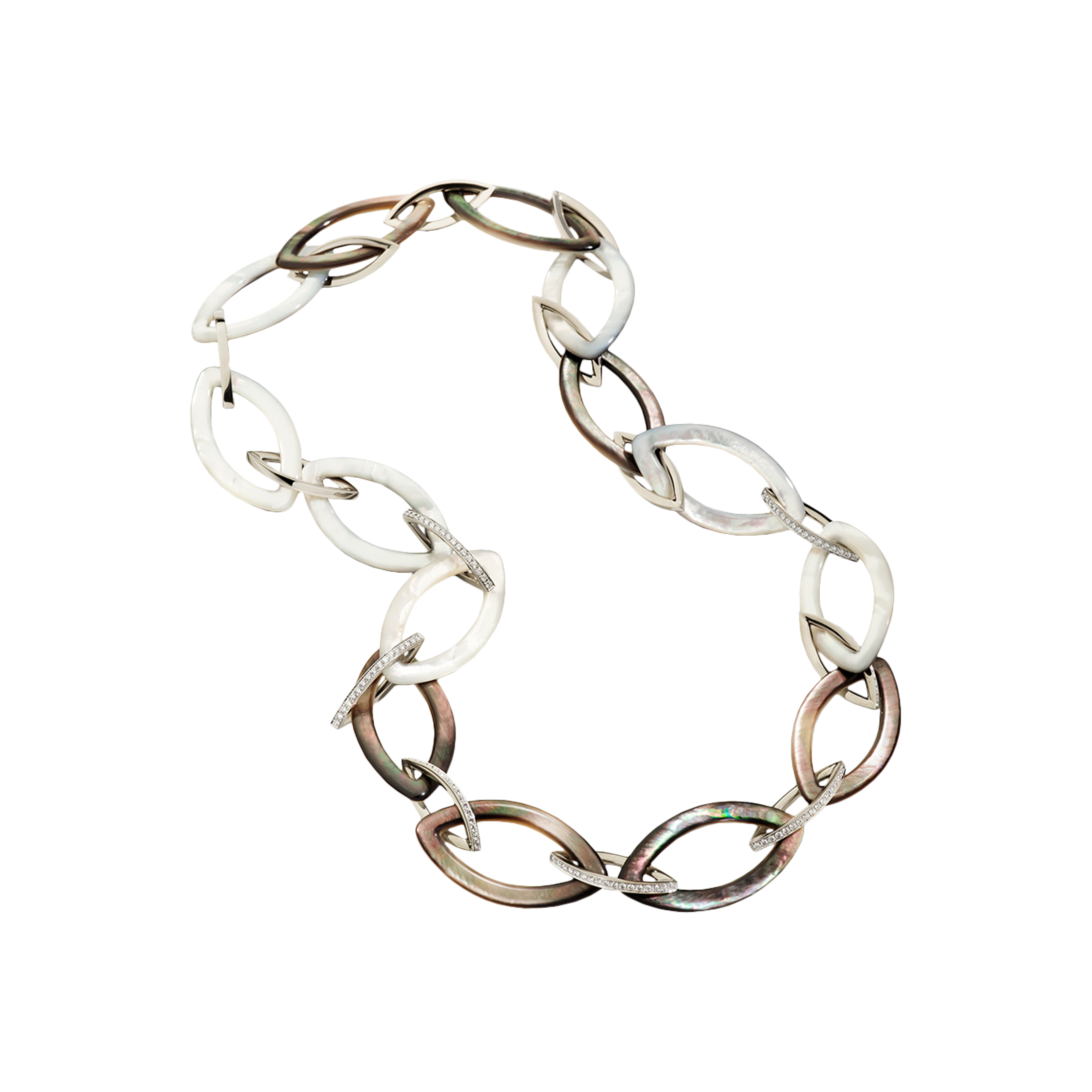 Vhernier | CATENA POP IN ORO BIANCO 18K NON RODIATO, DIAMANTI, MADREPERLA BIANCA E MADREPERLA GRIGIA - PG1266CL220 (1)