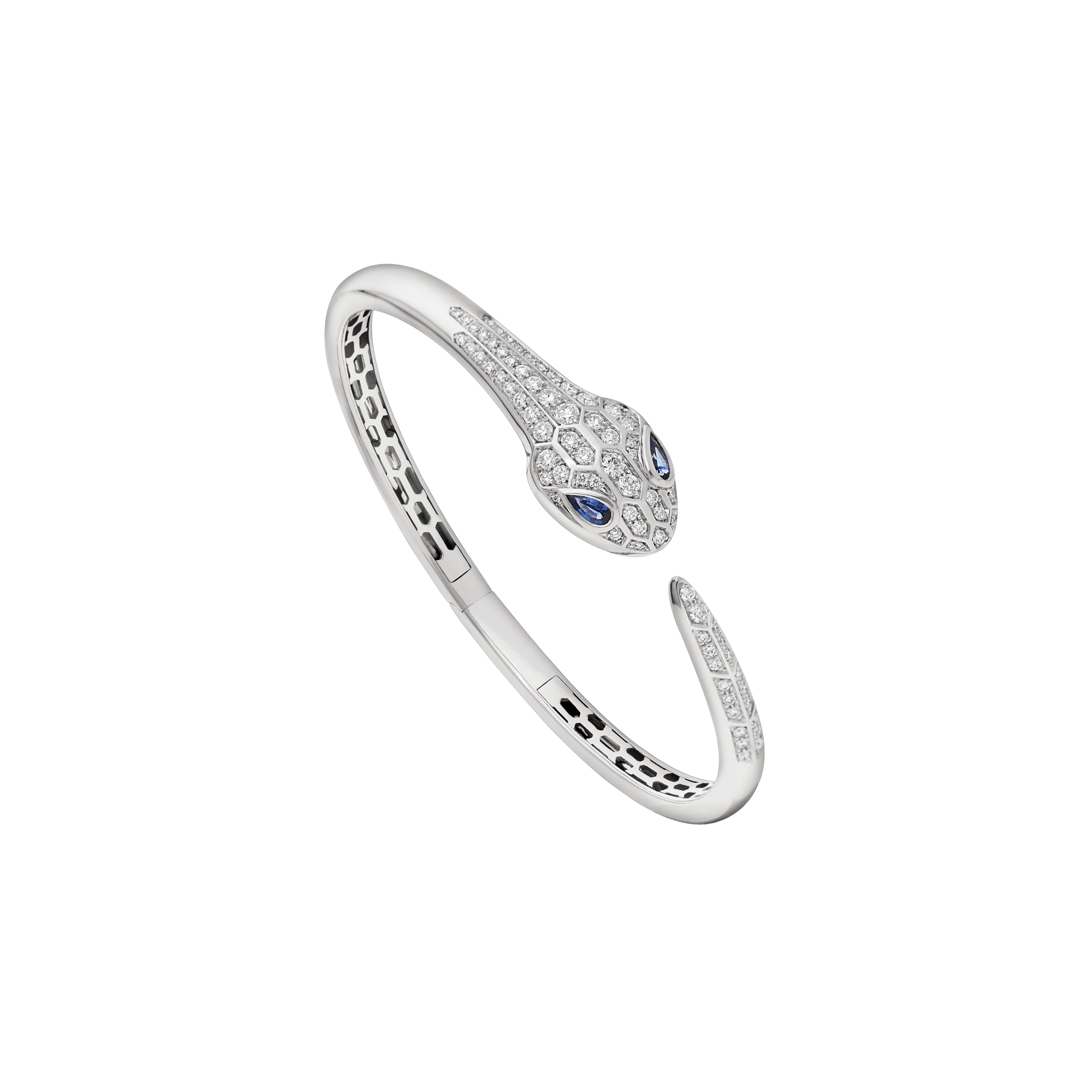 Bulgari | BRACCIALE SERPENTI IN ORO BIANCO CON ZAFFIRI E PAV&Egrave; DI DIAMANTI - BR858110 - BR858110 (1)