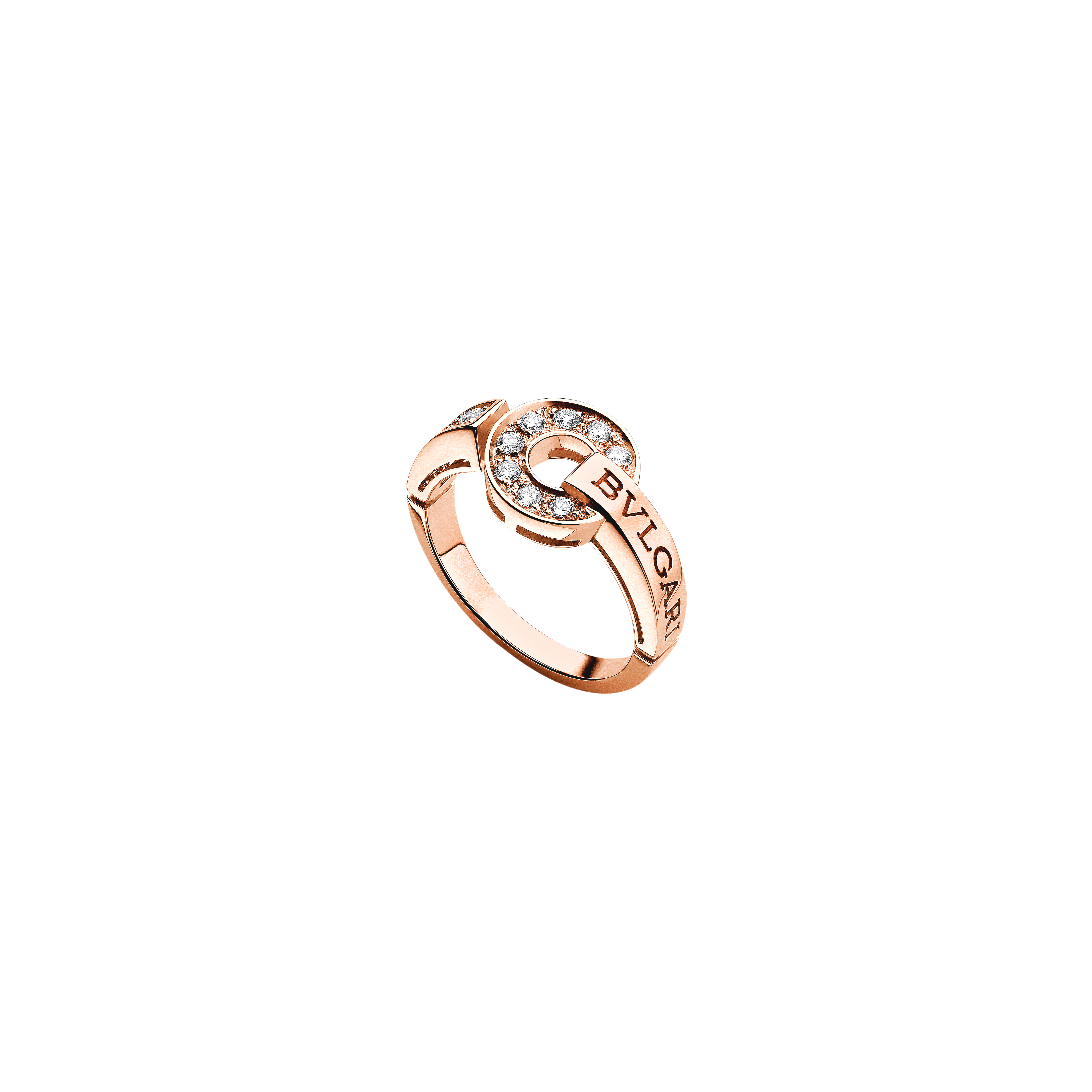 Bulgari | ANELLO BVLGARI BVLGARI IN ORO ROSA CON PAV&Egrave; DI DIAMANTI - AN855854 - AN855854 (1)