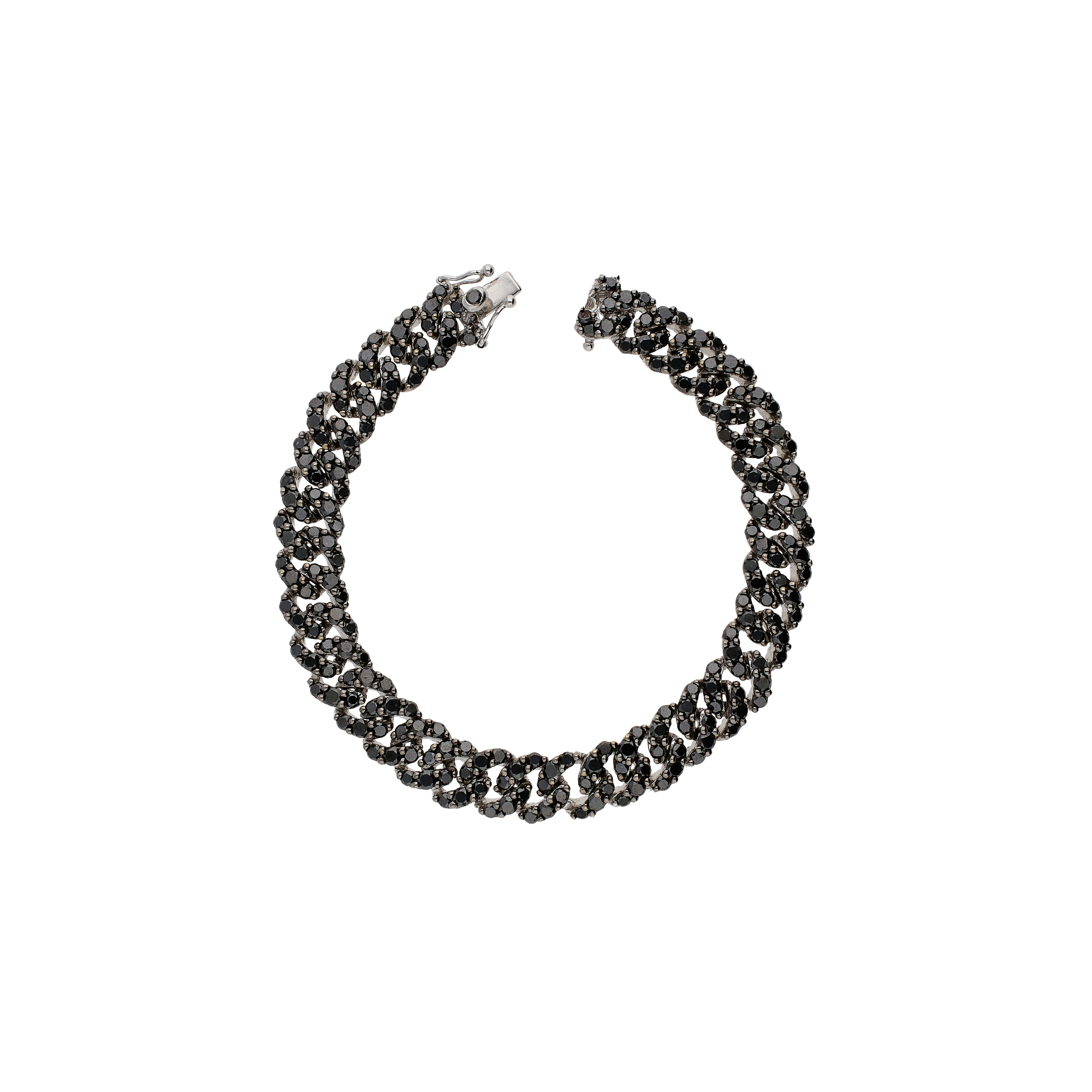 Bartorelli Italian Jewels | BRACCIALE GROUMETTE IN ORO BIANCO FULL PAV&Eacute; DI DIAMANTI NERI - VB28000DK19W (1)