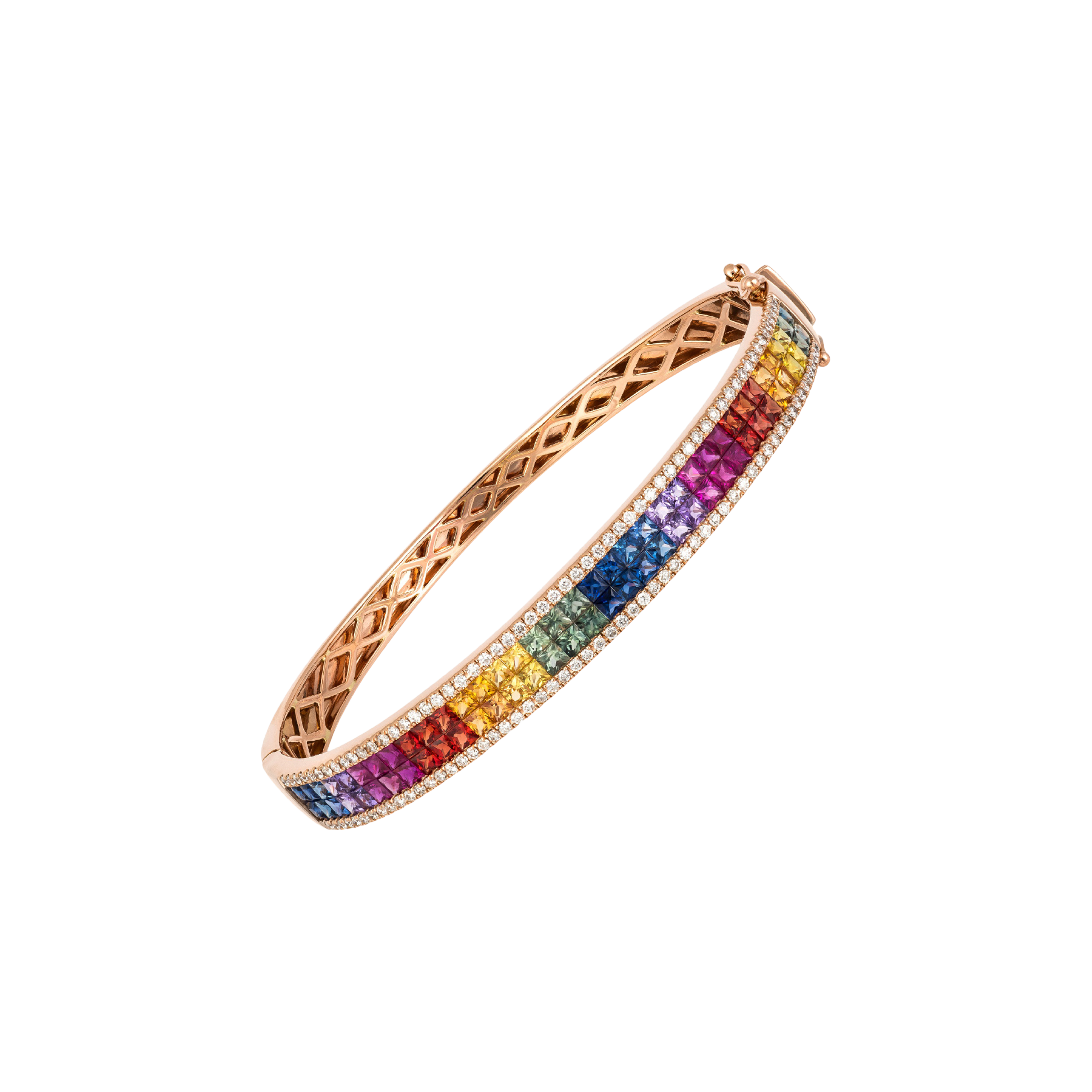 Bartorelli Italian Jewels | BRACCIALE RIGIDO RAINBOW IN ORO ROSA CON DIAMANTI E ZAFFIRI MULTICOLOR - KB1039/MS (2)
