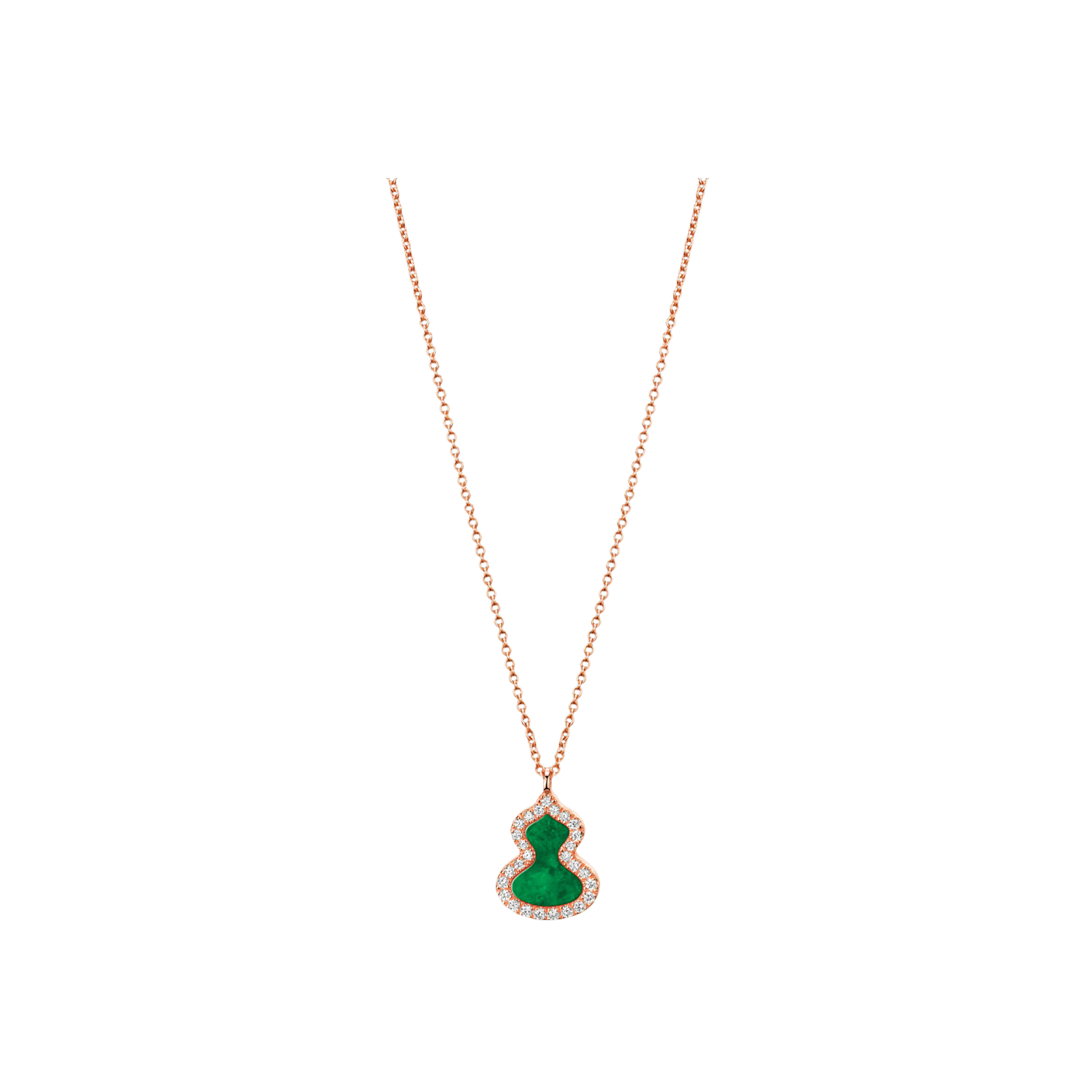 Qeelin | COLLANA PETITE WULU IN ORO ROSA CON DIAMANTI E GIADA -WU-NL0006C-RGDGJE - WUNPT6DRGJE (1)