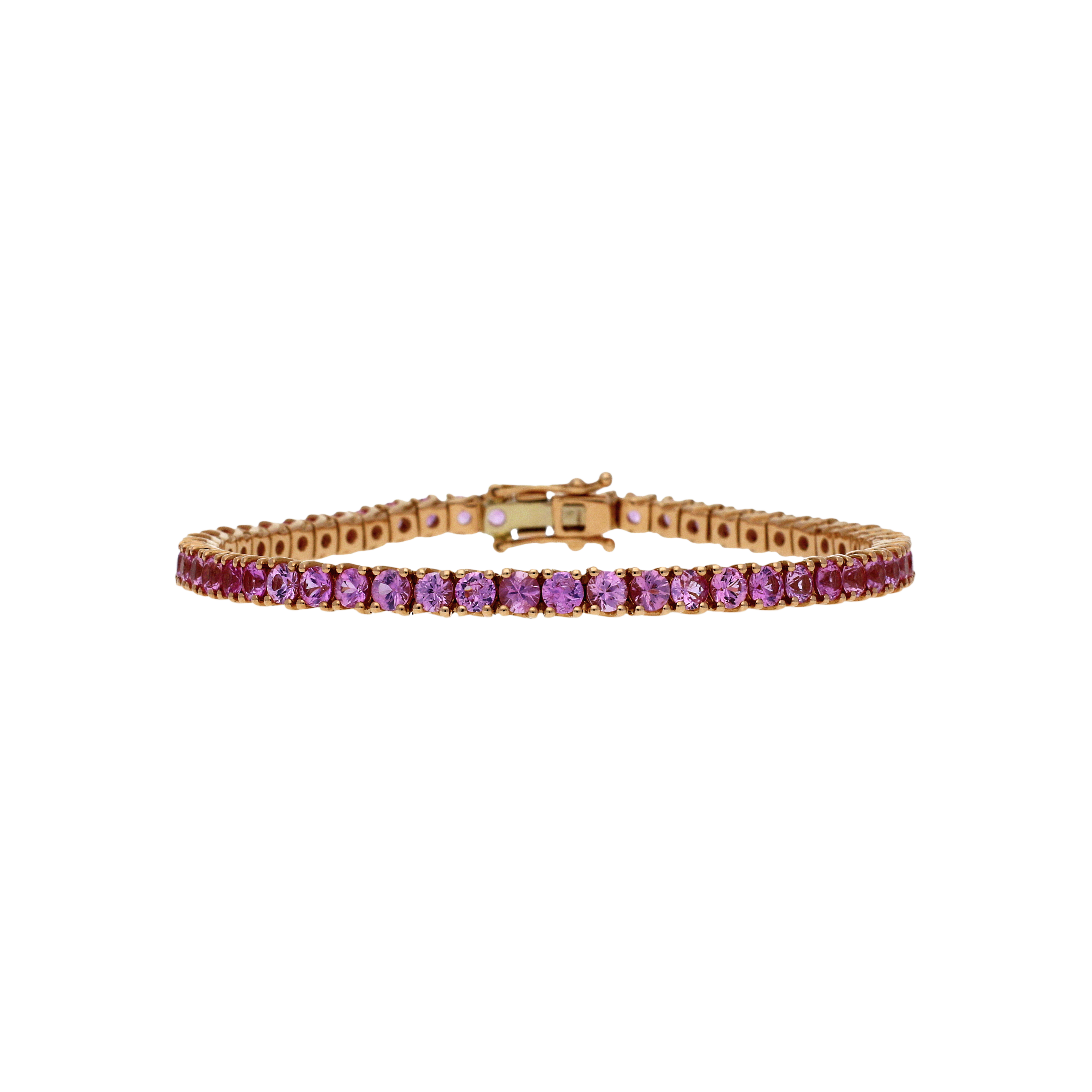 Bartorelli Italian Jewels | Bracciale tennis in oro rosa 18 carati e zaffiri rosa taglio brillante - Lunghezza 17,5 cm. - BR10LPM/ZFR (1)