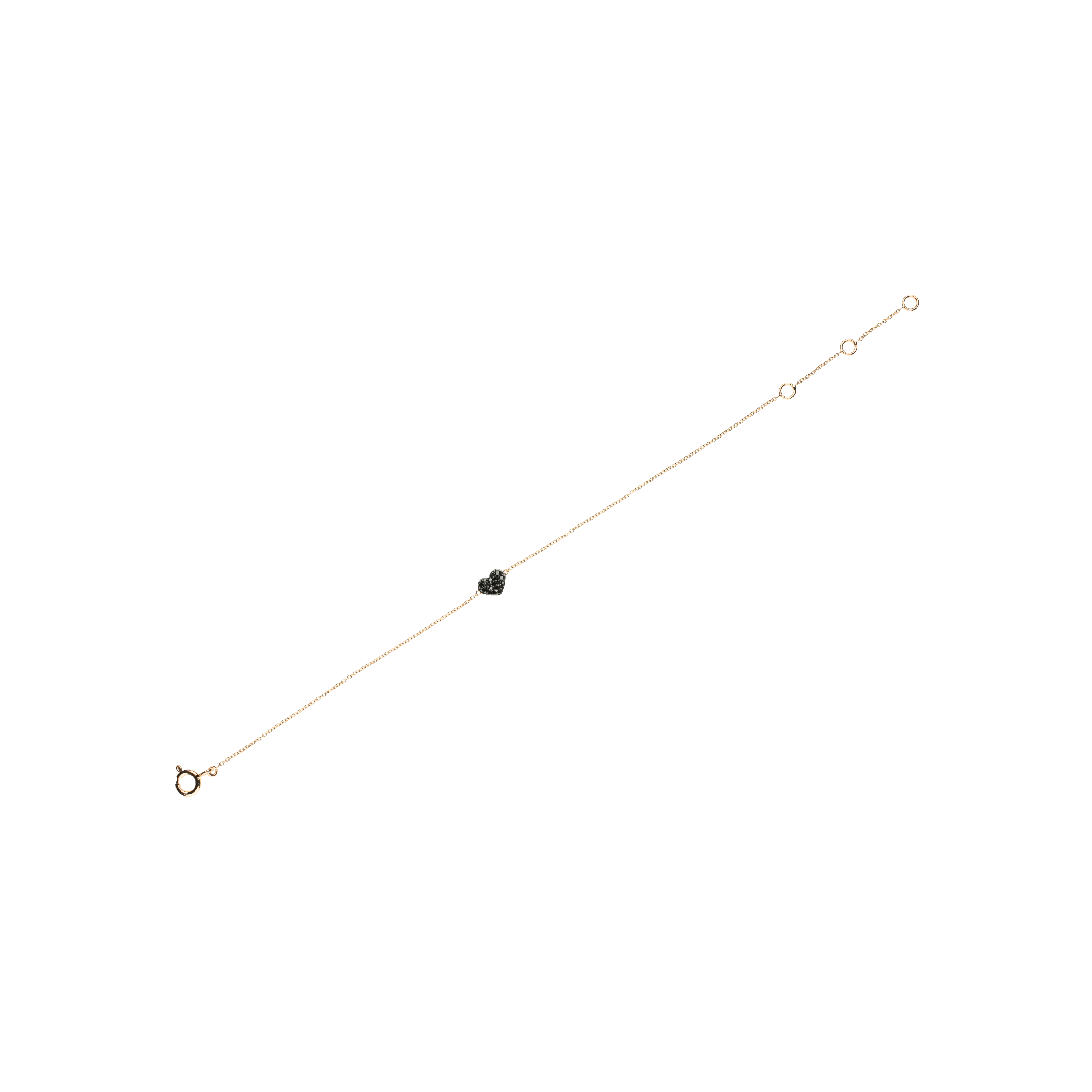 Bartorelli Italian Jewels | BRACCIALE IN ORO ROSA CON CUORE IN PAV&Egrave; DI DIAMANTI NERI - 53092861 (1)