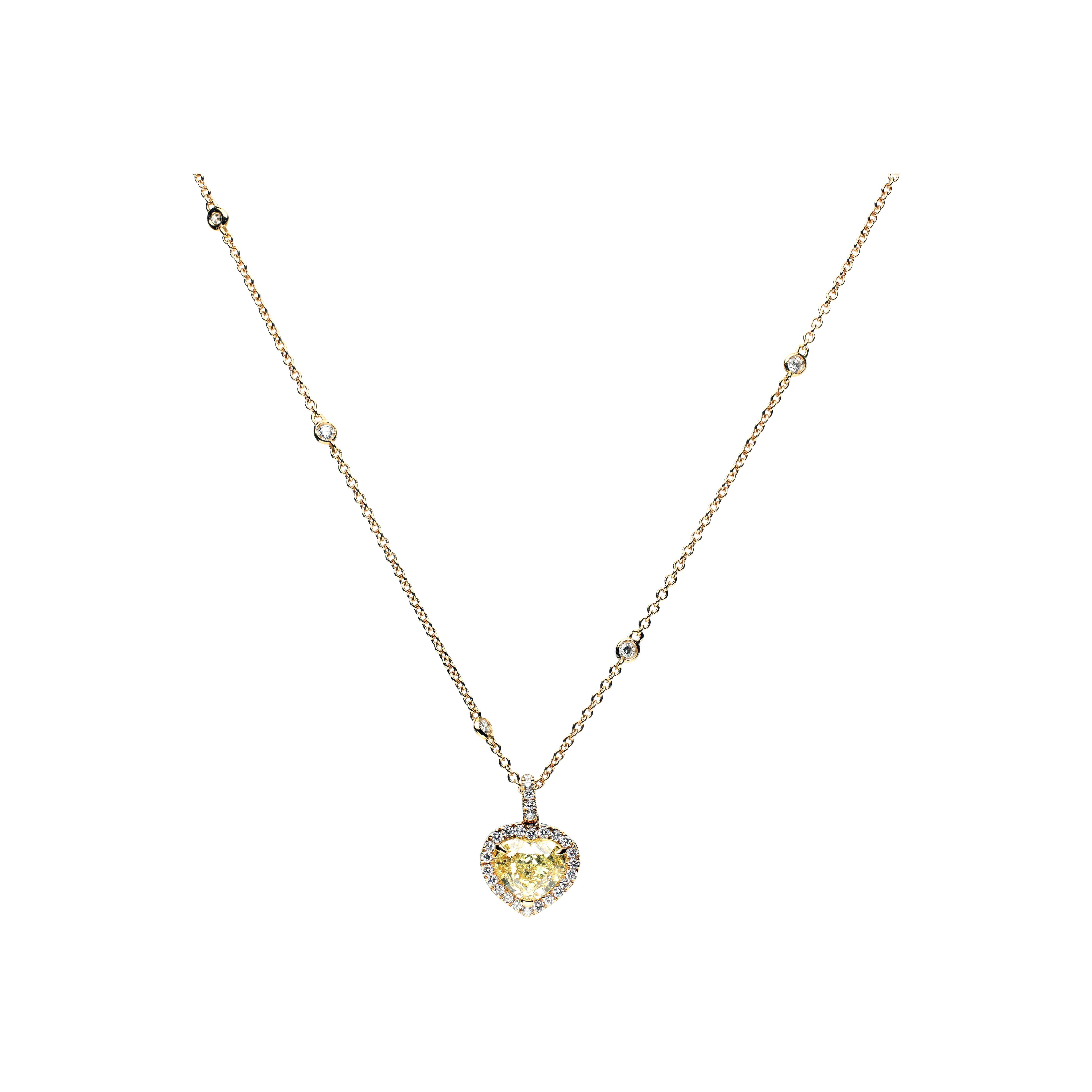 Bartorelli Italian Jewels | COLLANA GIROCOLLO IN ORO ROSA CON CUORE IN DIAMANTE FANCY YELLOW E DIAMANTI BIANCHI - 97585308 (1)