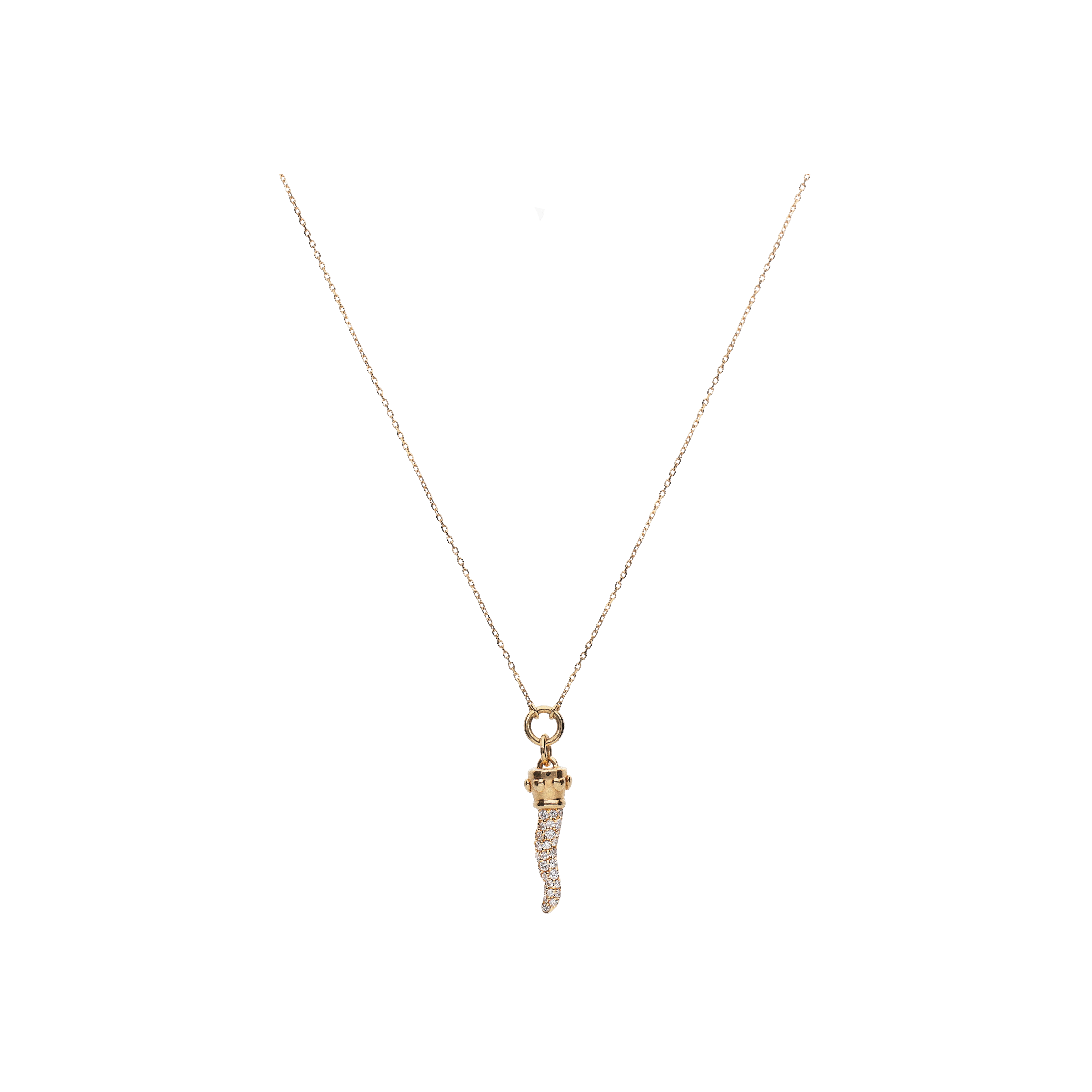 Bartorelli Italian Jewels | COLLANA IN ORO ROSA CON PENDENTE CORNETTO IN PAV&Eacute; DI DIAMANTI - VN27393DP (1)
