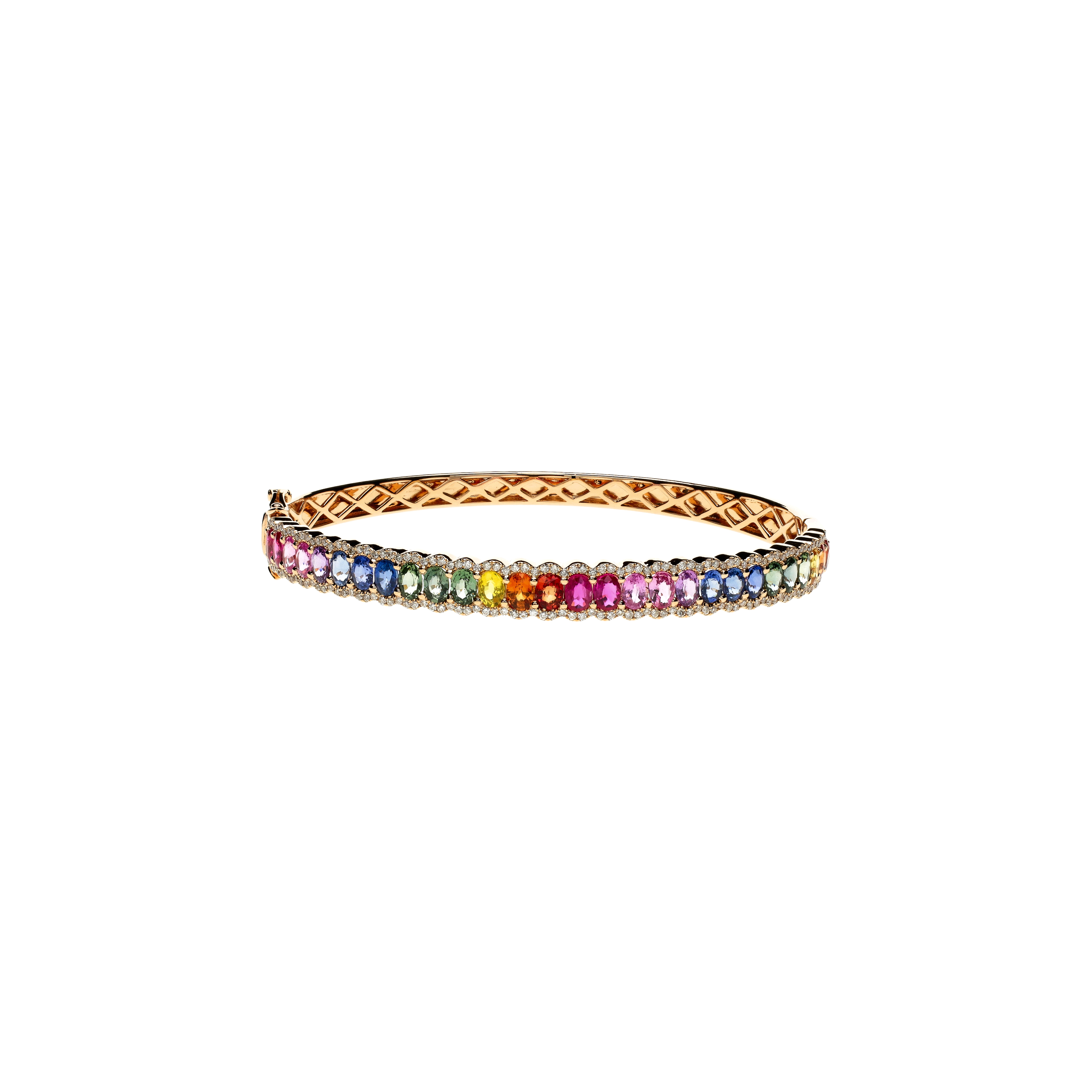 Bartorelli Italian Jewels | BRACCIALE RAINBOW DEMI-TENNIS IN ORO ROSA CON ZAFFIRI MULTICOLOR E DIAMANTI - KB1056/MS (1)
