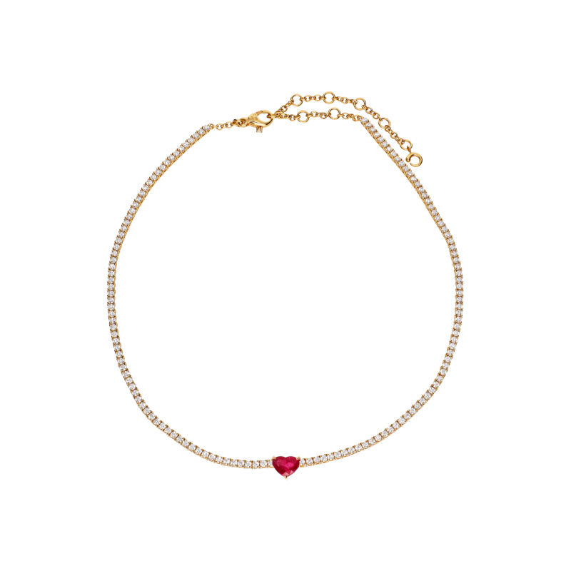 Bartorelli Italian Jewels | GIROCOLLO TENNIS IN ORO ROSA CON CON RUBINO E DIAMANTI BIANCHI - 171-2488 (1)