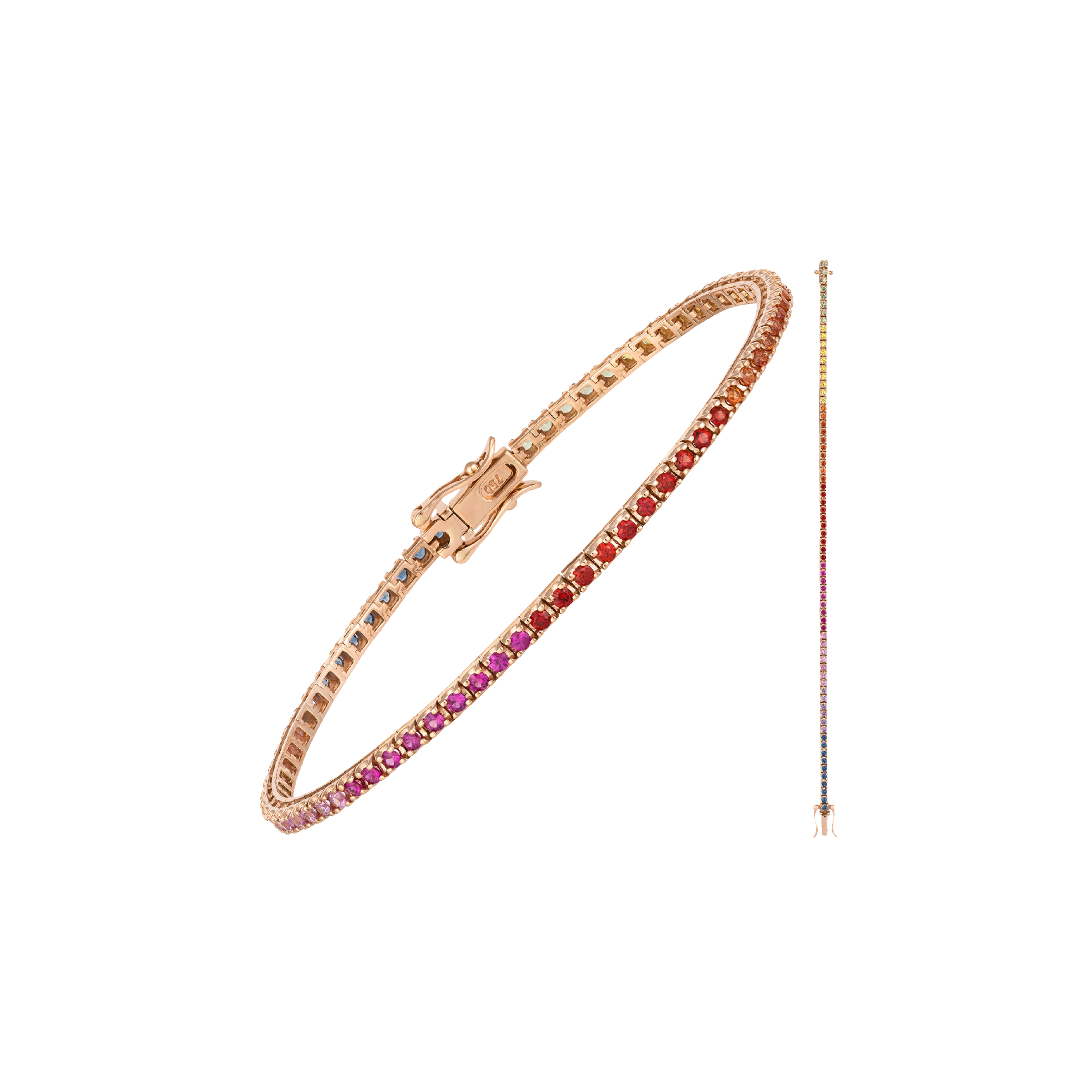 Bartorelli Italian Jewels | BRACCIALE TENNIS RAINBOW IN ORO ROSA CON ZAFFIRI MULTICOLOR - AB0202/RB (1)