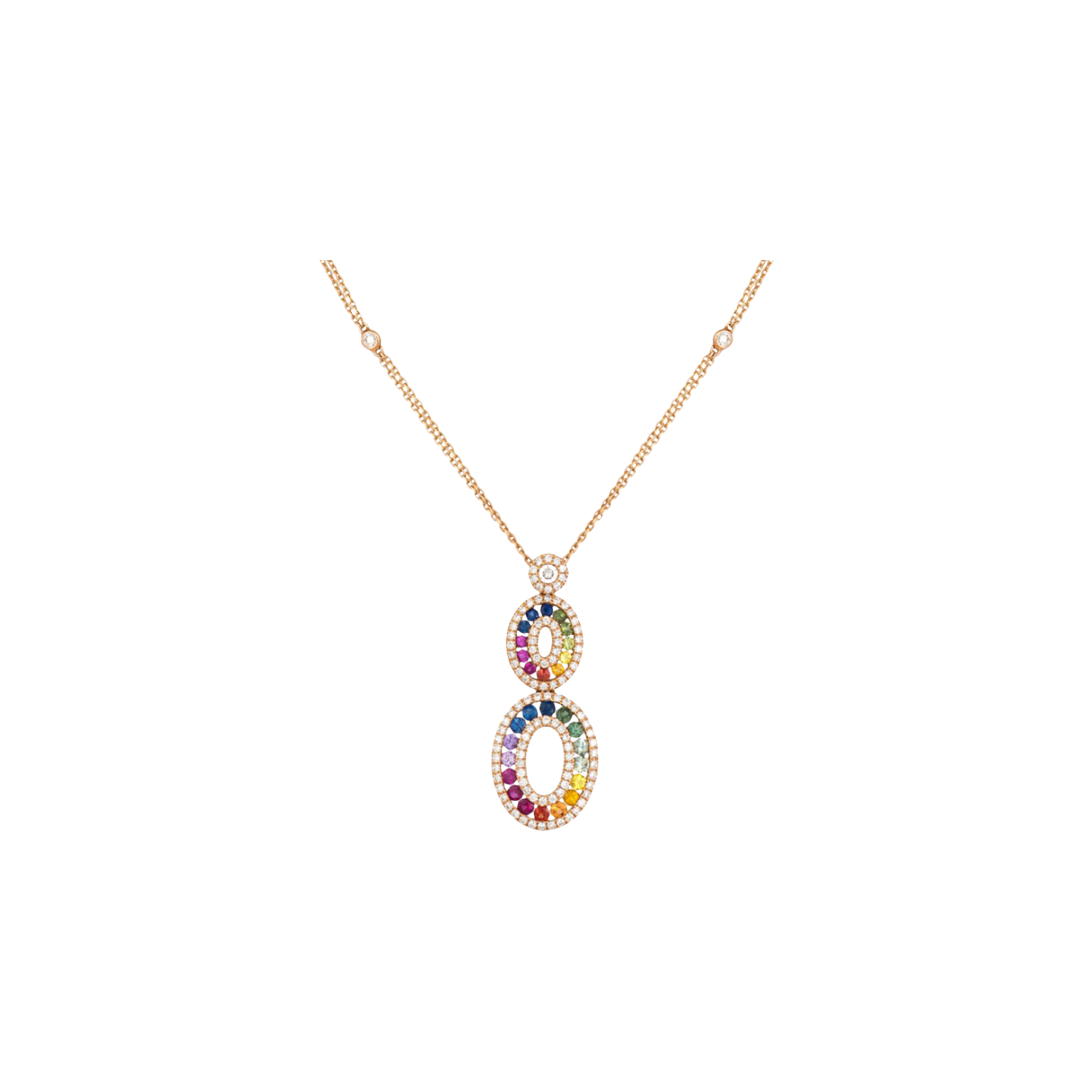 Bartorelli Italian Jewels | COLLANA RAINBOW IN ORO ROSA CON PENDENTE IN DIAMANTI E ZAFFIRI MULTICOLOR - KP1005/MS (1)
