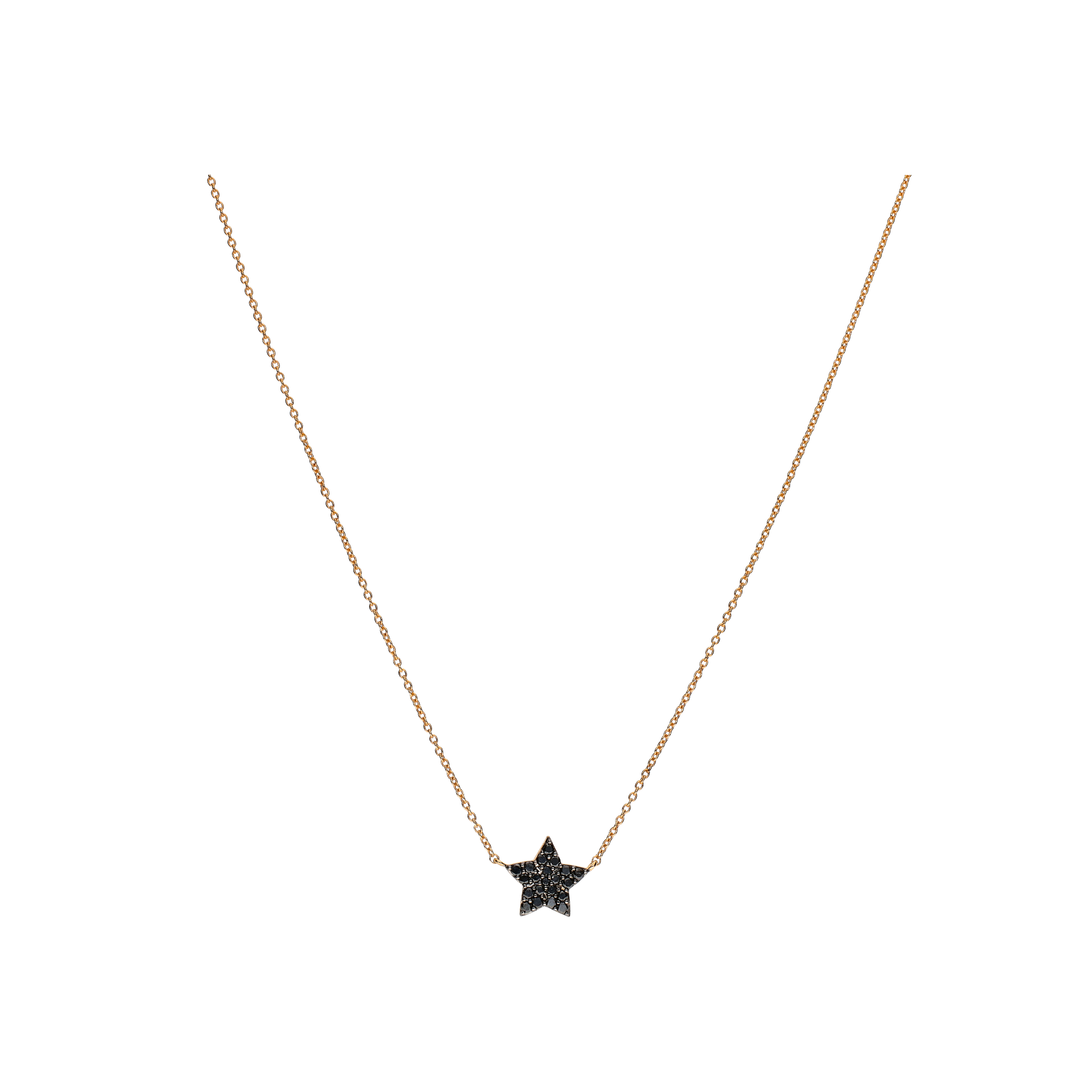 Bartorelli Italian Jewels | COLLANA GIROCOLLO IN ORO ROSA CON STELLA IN PAV&Egrave; DI DIAMANTI NERI - VN26692DKP (1)