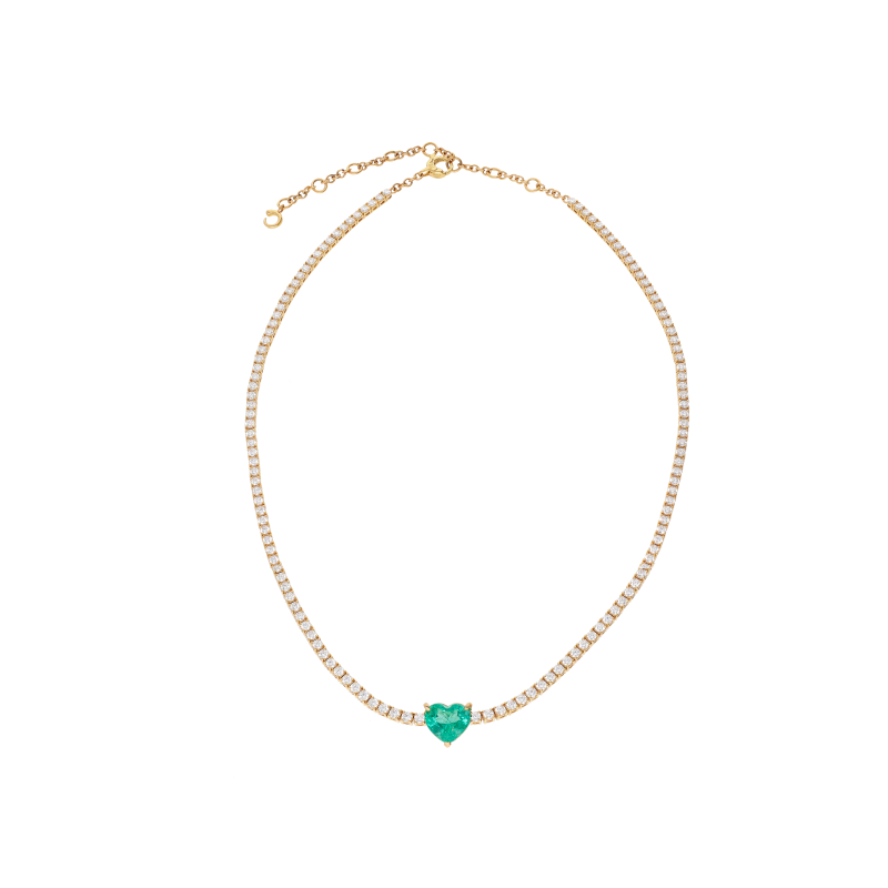 Bartorelli Italian Jewels | GIROCOLLO TENNIS IN ORO ROSA CON SMERALDO E DIAMANTI BIANCHI - 171-2301 (1)