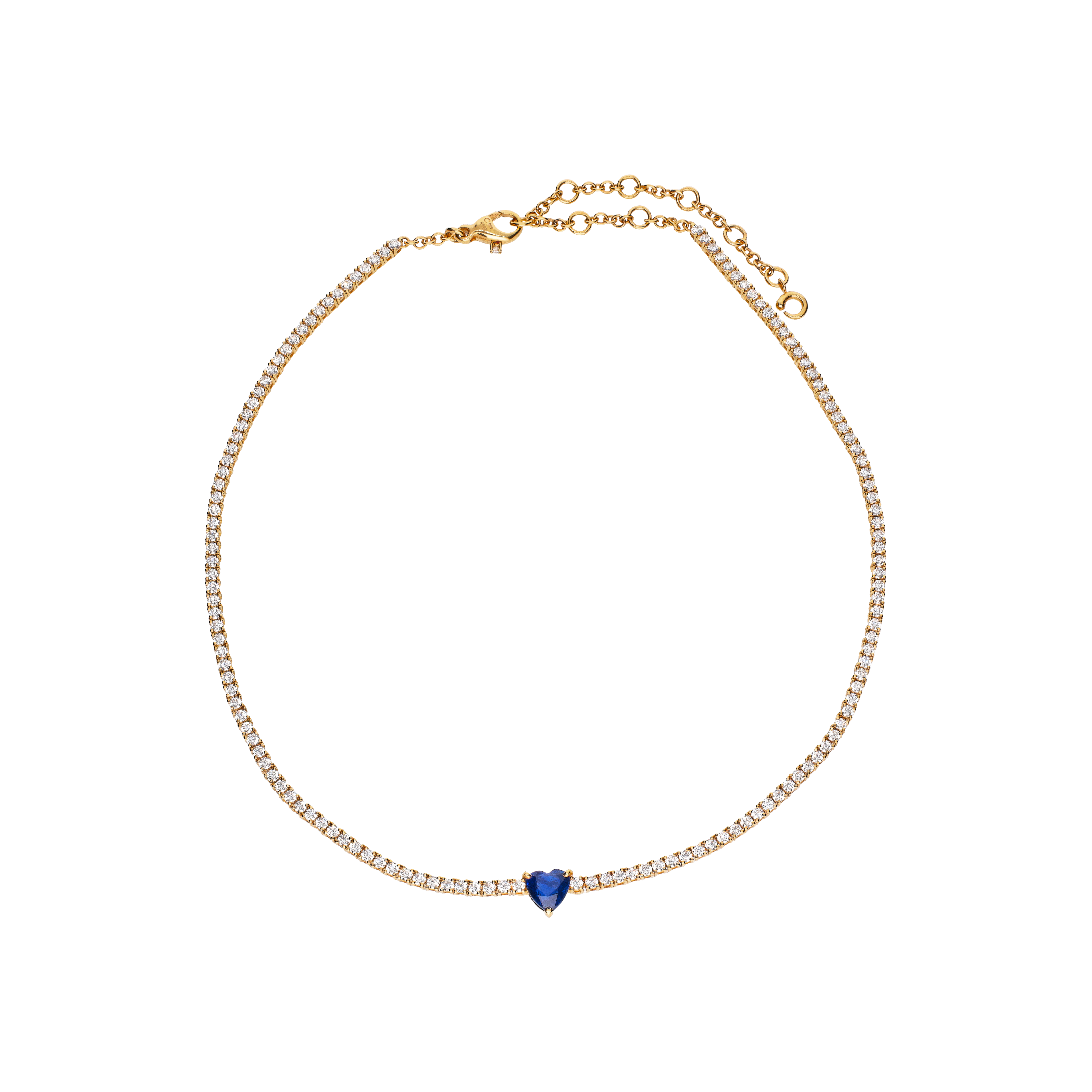 Bartorelli Italian Jewels | COLLANA GIROCOLLO TENNISIN ORO ROSA, DIAMANTI E ZAFFIRO BLU CUORE - 171-2488 (1)