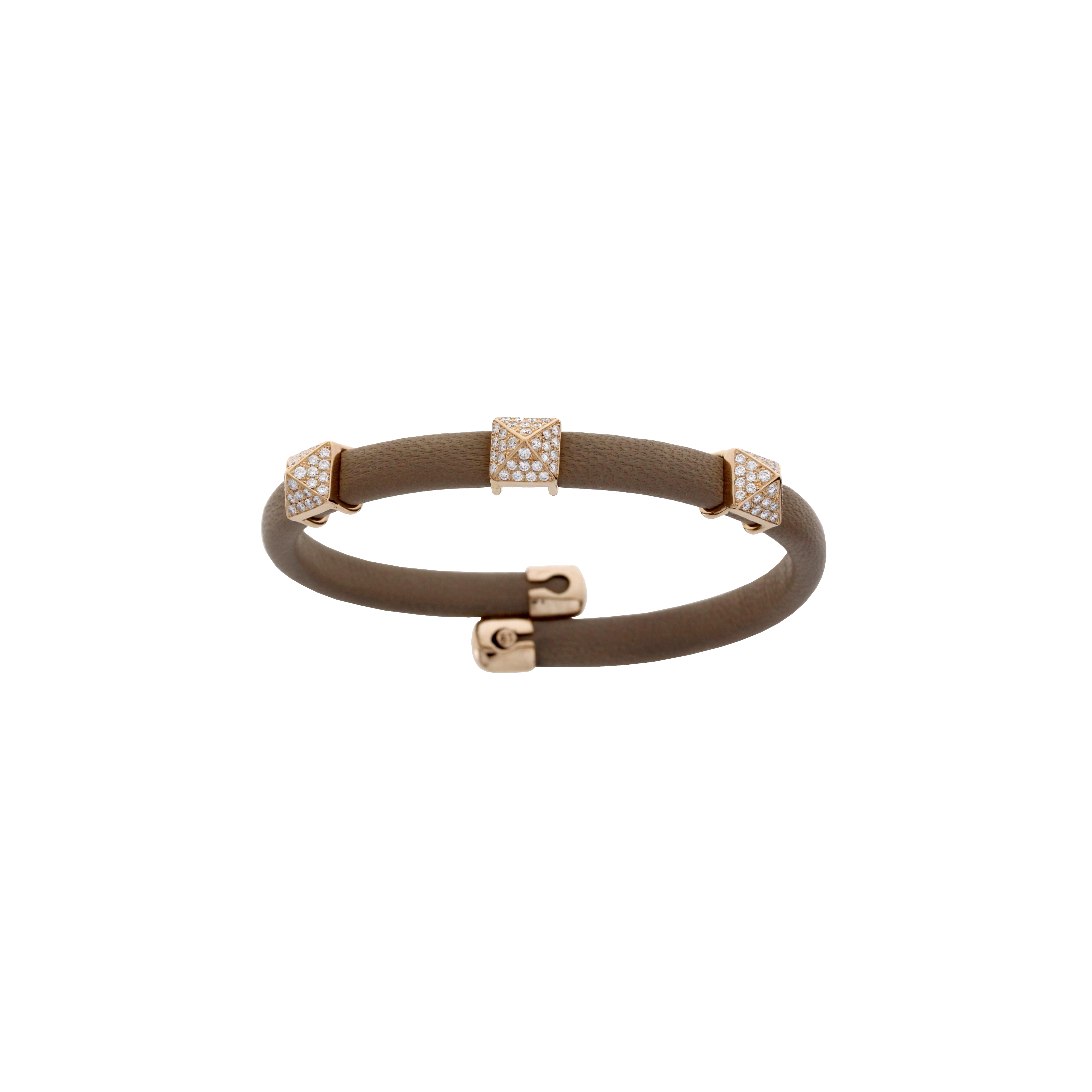 Bartorelli Italian Jewels | BRACCIALE IN PELLE BEIGE CON ELEMENTI IN ORO ROSA E DIAMANTI - 1PU0032026/8 (1)