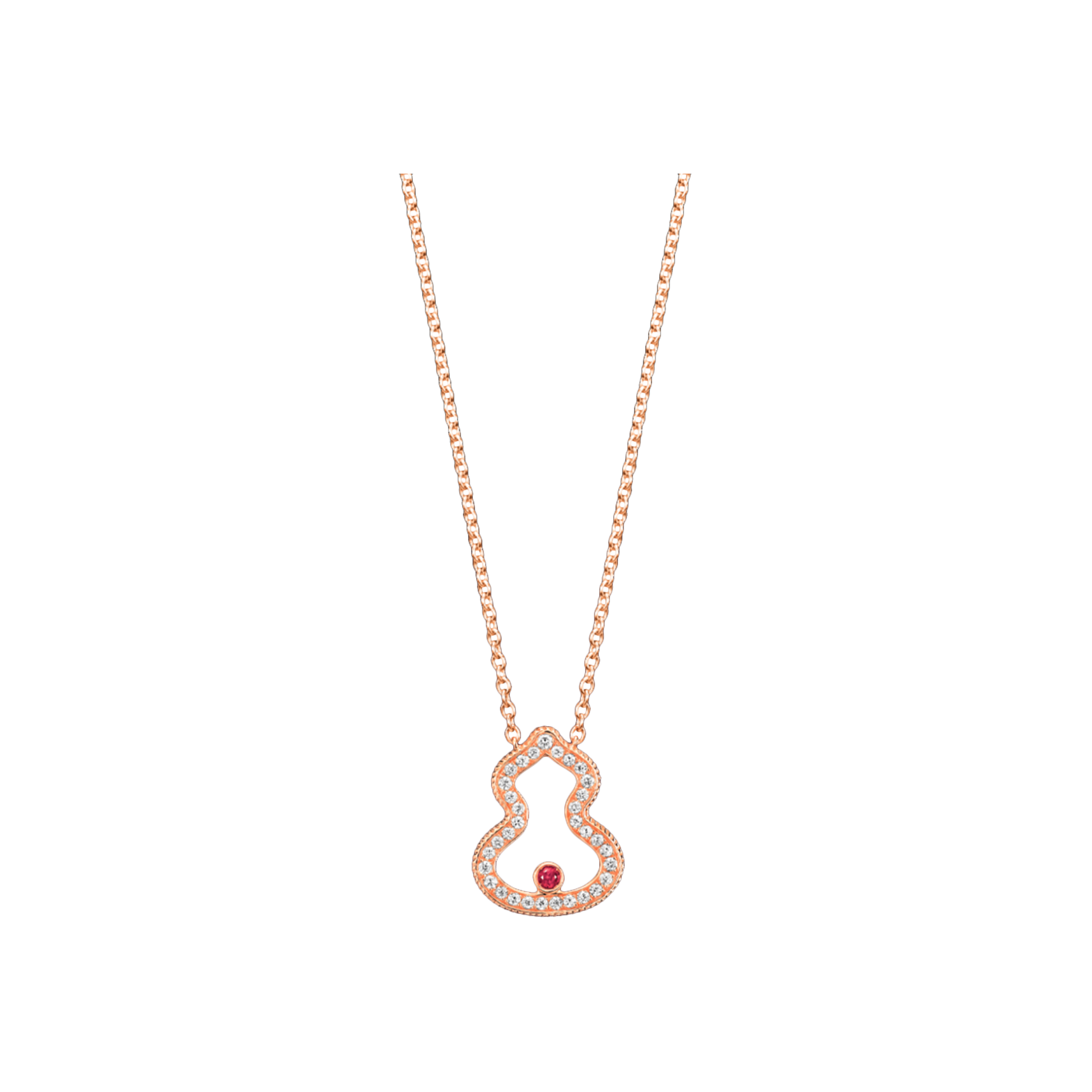 Qeelin | COLLANA WULU IN ORO ROSA CON DIAMANTI E RUBINI - WU-030-LGNL-RGDRU - WLN30AKRGRU (1)
