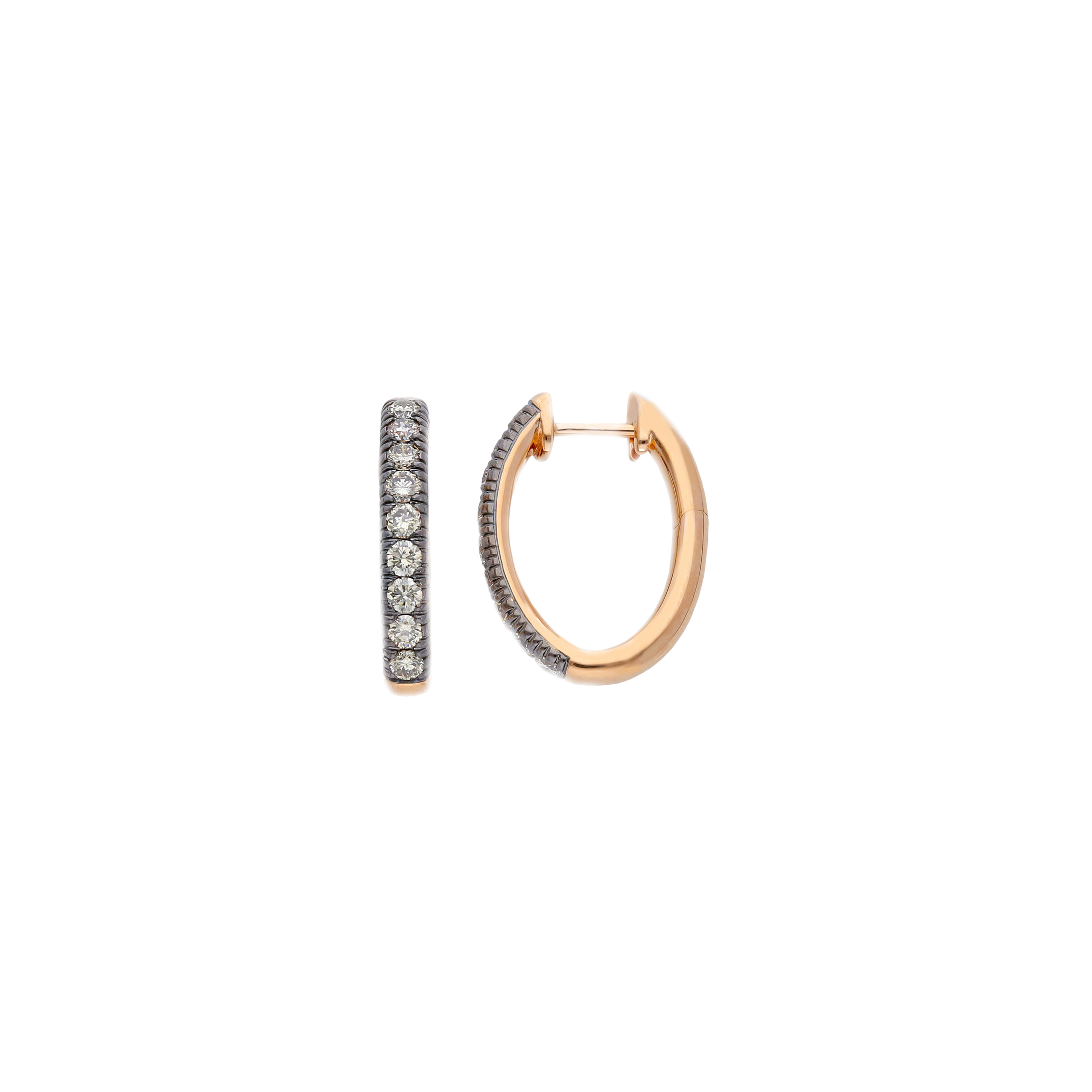 Bartorelli Italian Jewels | ORECCHINI A CERCHIO OVALE IN ORO ROSA E DIAMANTI BROWN - VE28786DBPS (1)