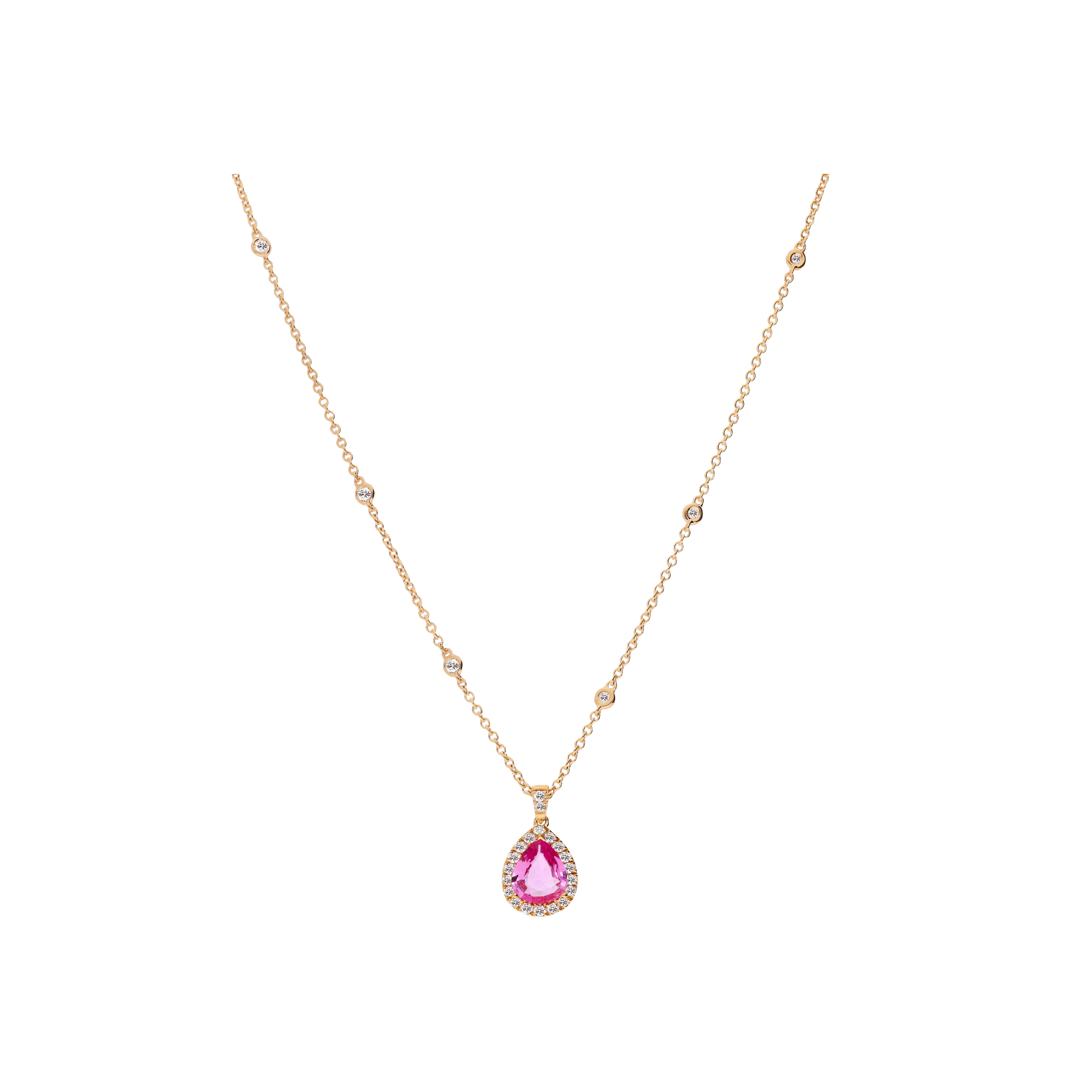 Bartorelli Italian Jewels | COLLANA IN ORO ROSA CON DIAMANTI, PENDENTE GOCCIA IN ZAFFIRO ROSA E DIAMANTI - 372-3186-MOD (1)