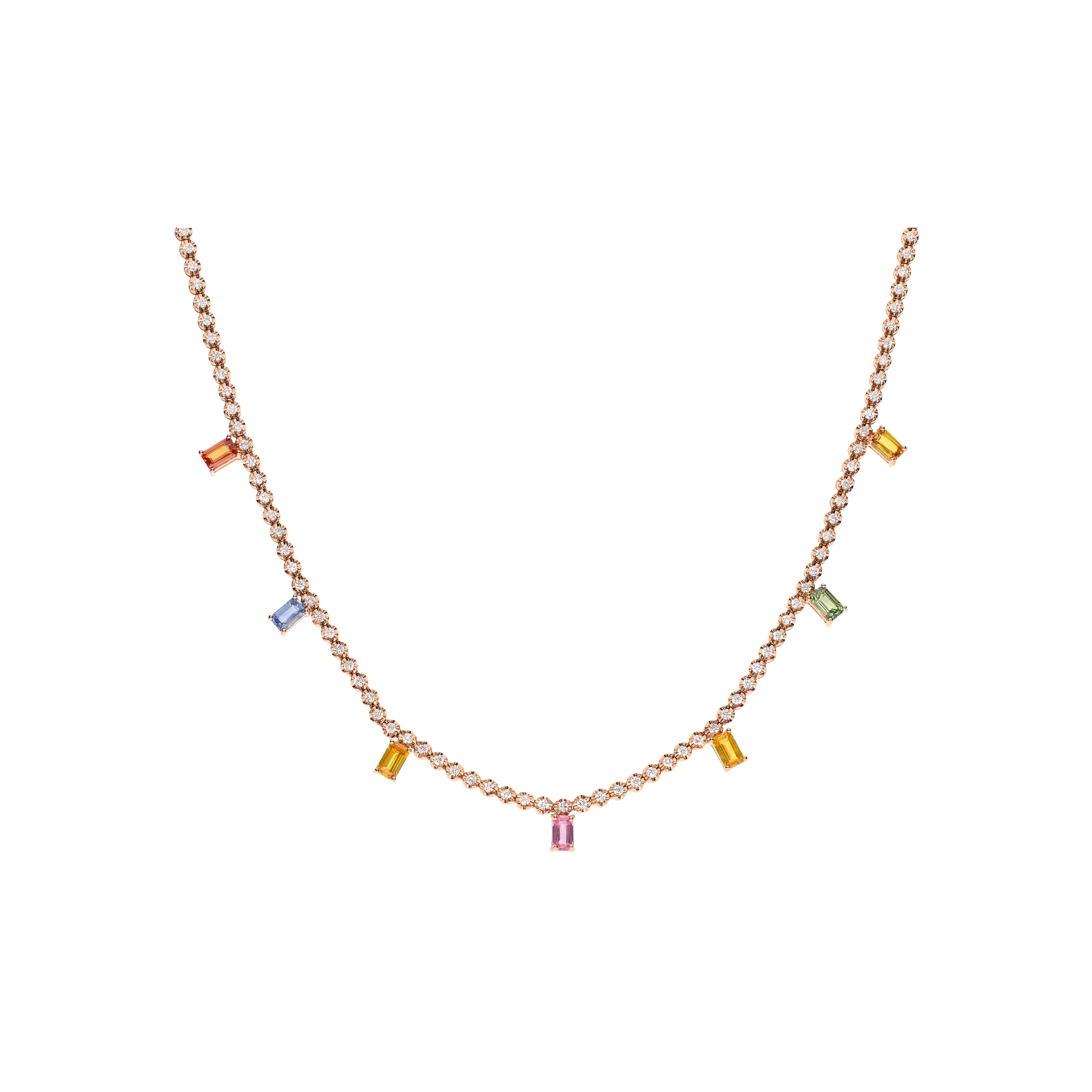 Bartorelli Italian Jewels | GIROCOLLO TENNIS IN ORO ROSA ZAFFIRI MULTICOLOR E DIAMANTI BIANCHI - AN2160/MCS (1)