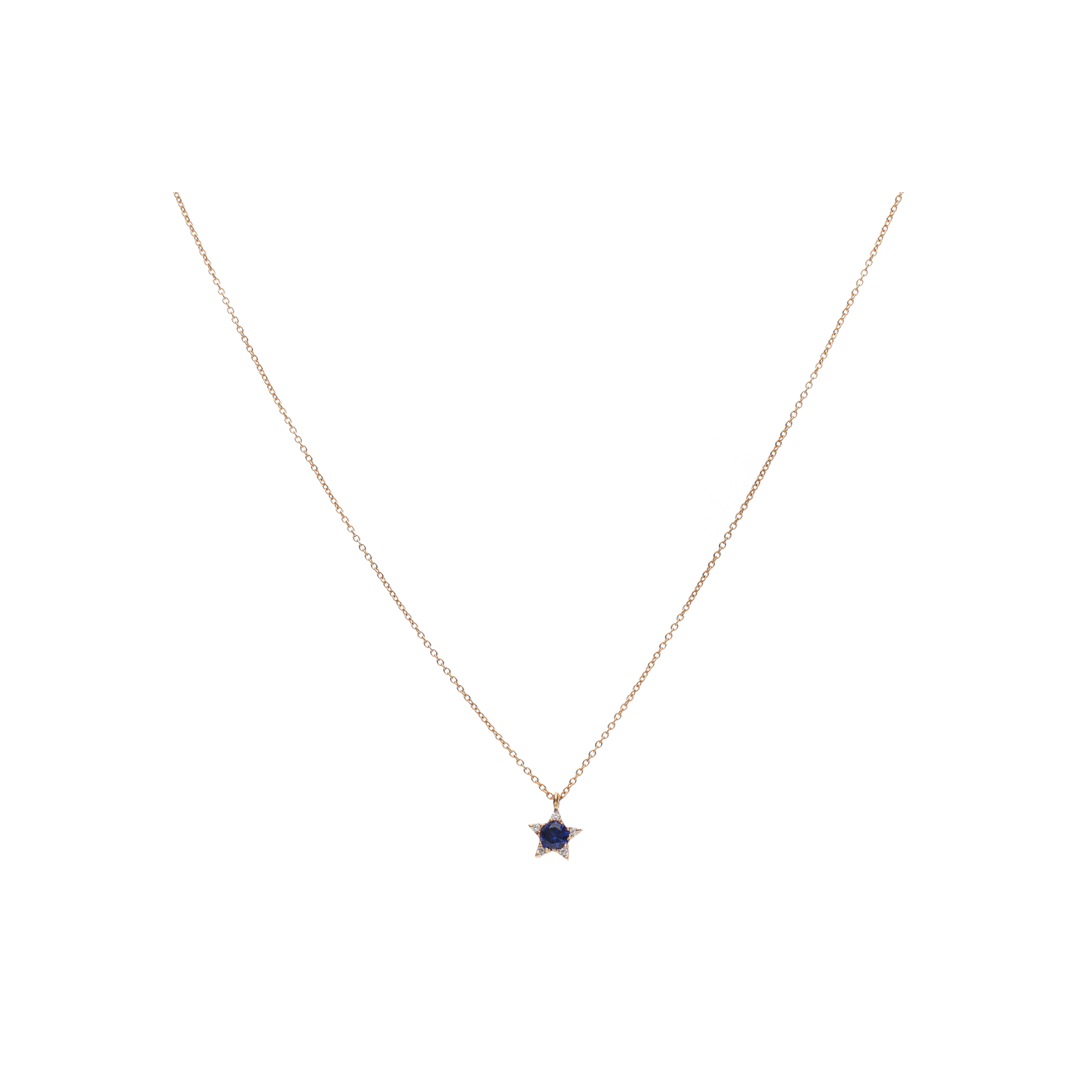 Bartorelli Italian Jewels | COLLANA IN ORO ROSA CON STELLA PENDENTE IN ZAFFIRO BLUE E DIAMANTI - C078/2-ZB (1)