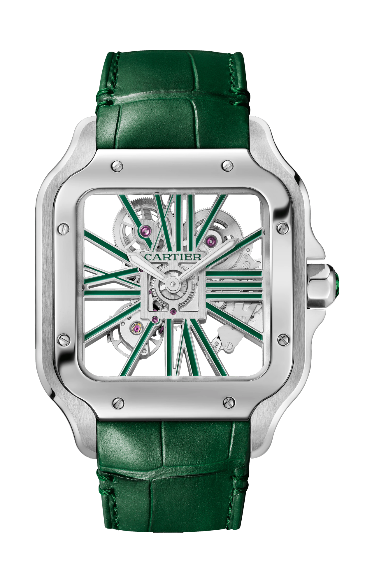 Cartier | SANTOS DE CARTIER, MODELLO GRANDE,  SCHELETRATO, ACCIAIO, MANUALE - WHSA0028 (2)