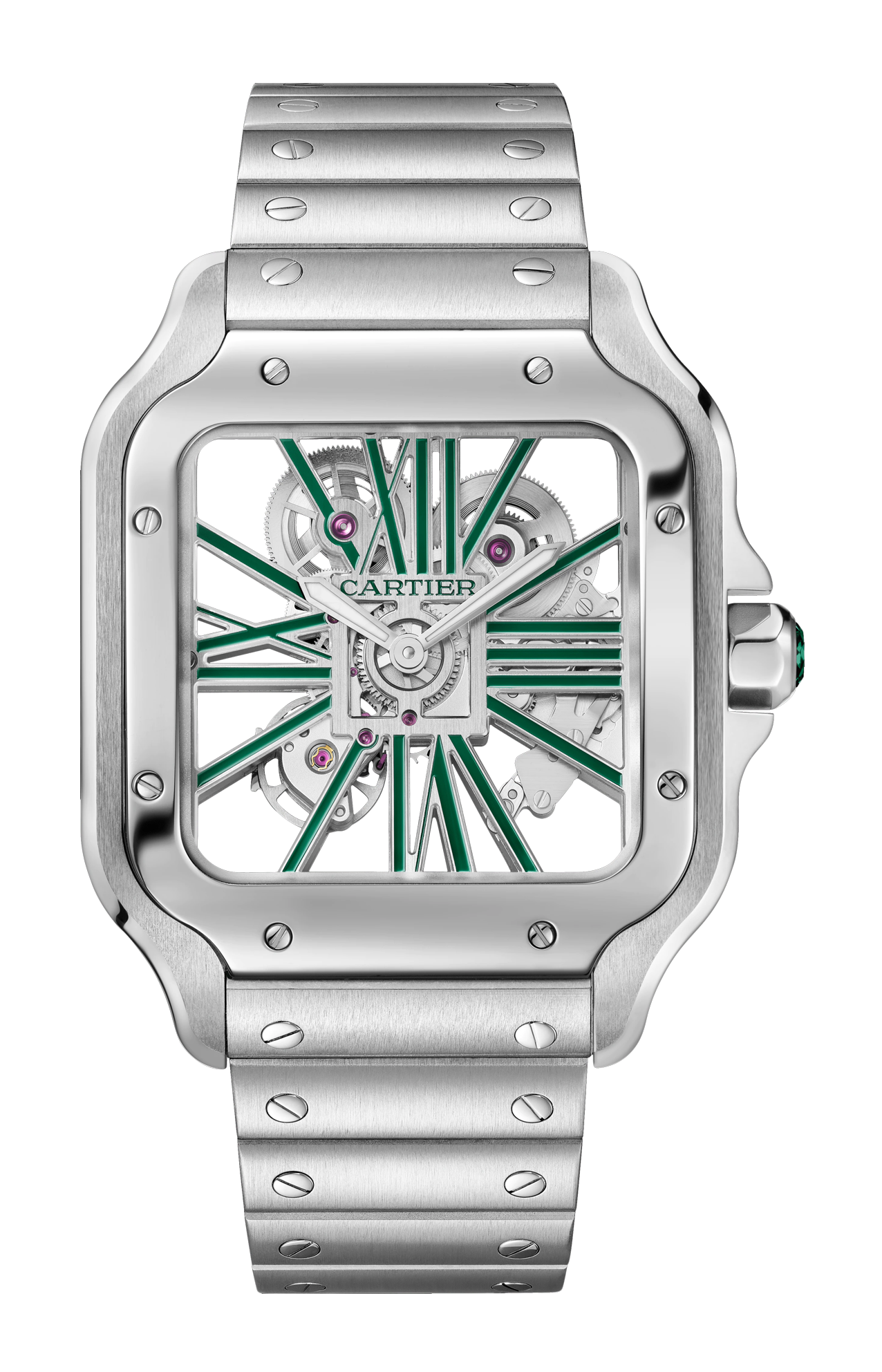 Cartier | SANTOS DE CARTIER, MODELLO GRANDE,  SCHELETRATO, ACCIAIO, MANUALE - WHSA0028 (1)