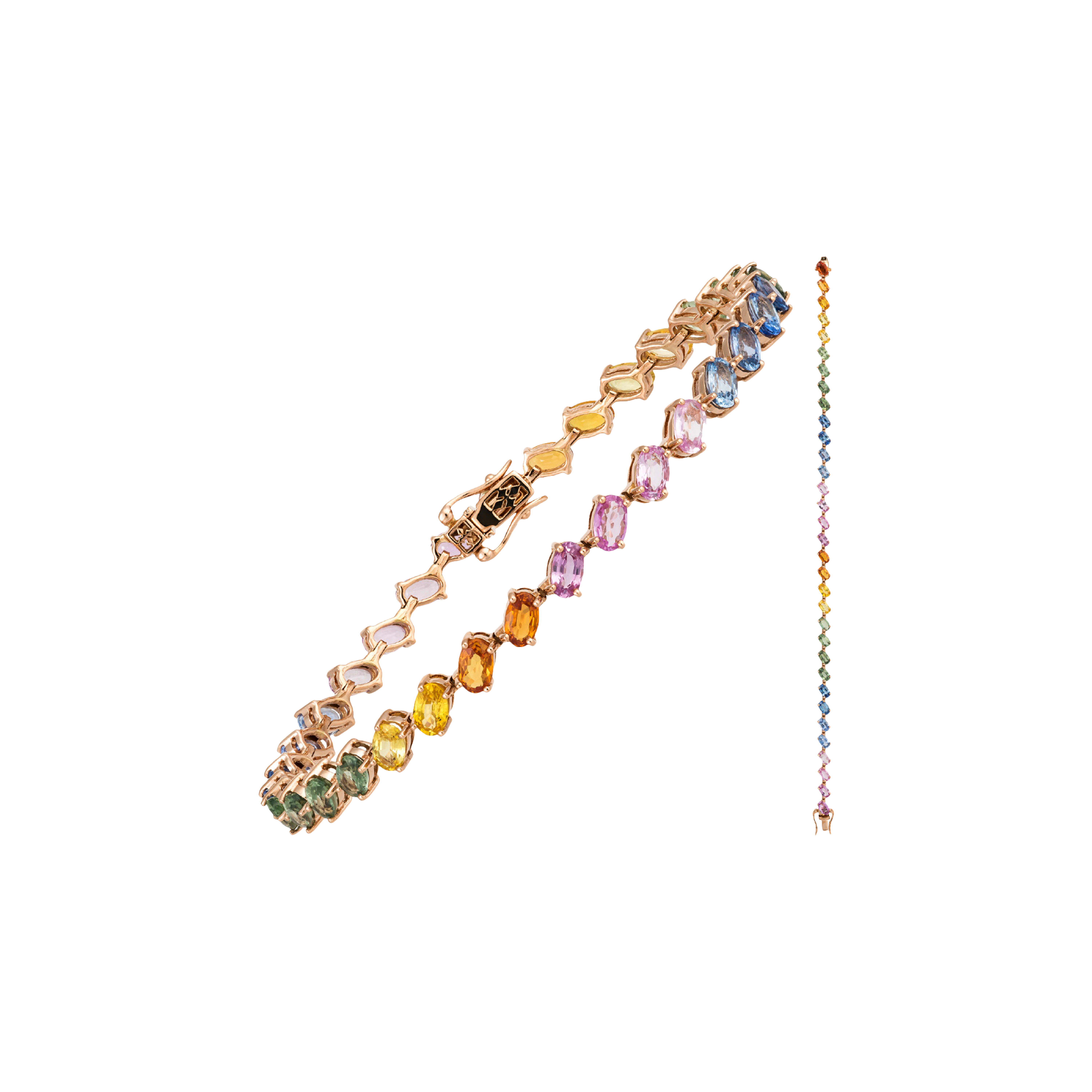 Bartorelli Italian Jewels | BRACCIALE TENNIS IN ORO ROSA CON ZAFFIRI MULTICOLOR - KB1111/MS (1)