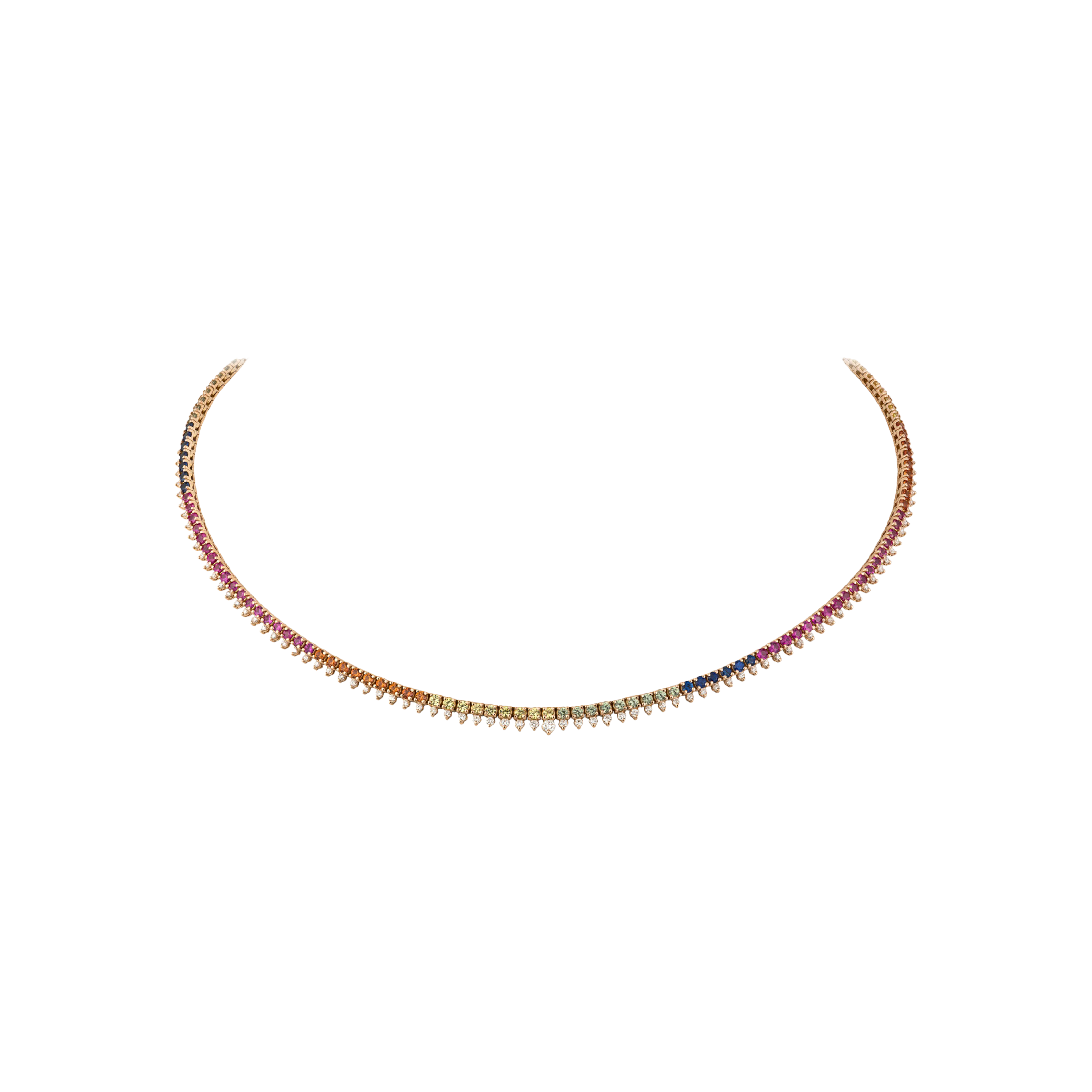 Bartorelli Italian Jewels | GIROCOLLO TENNIS IN ORO ROSA CON ZAFFIRI MULTICOLOR E DIAMANTI BIANCHI - AN2152/MCS (1)