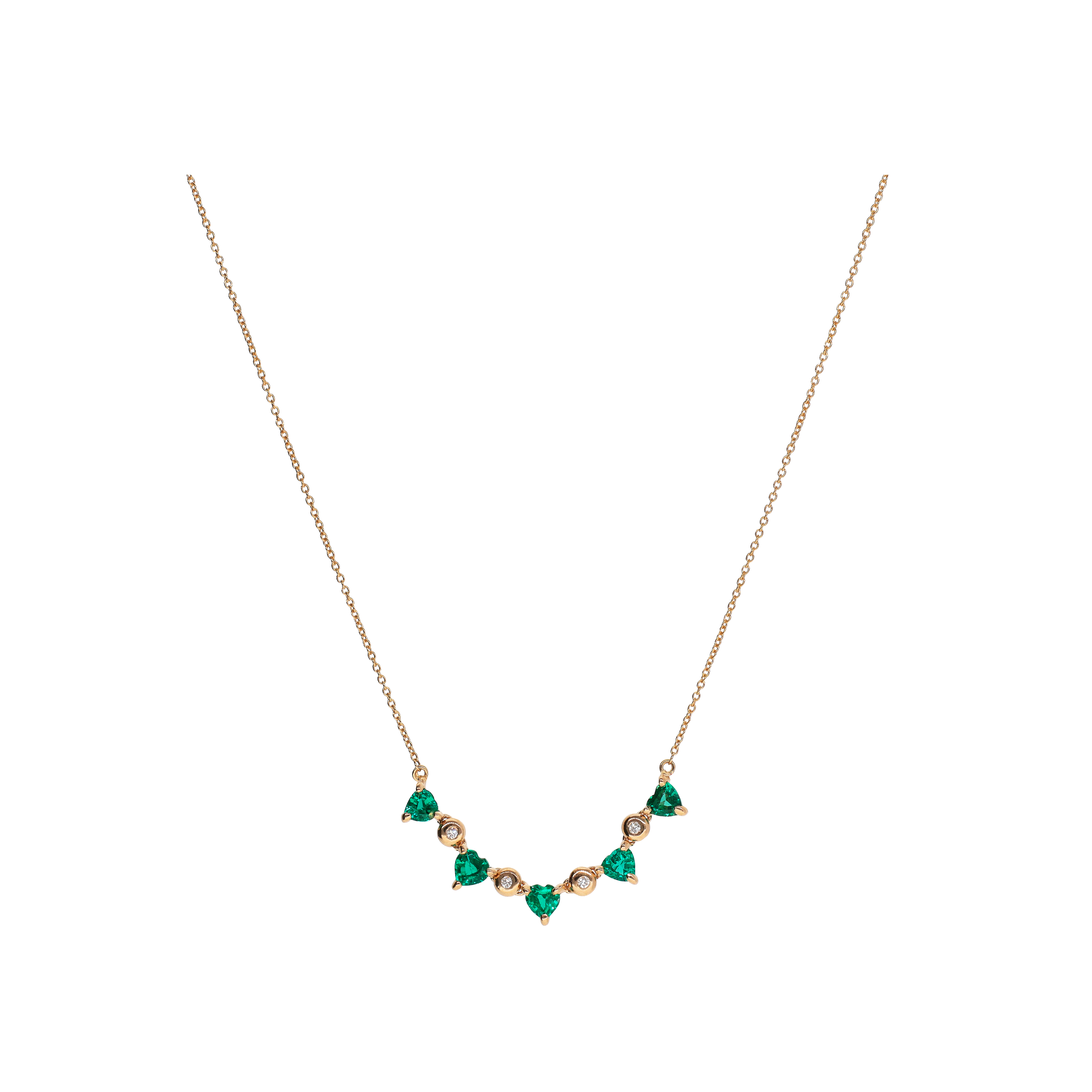 Bartorelli Italian Jewels | COLLANA IN ORO ROSA CON CUORI IN SMERALDO E  DIAMANTI - C069/4-SM (1)