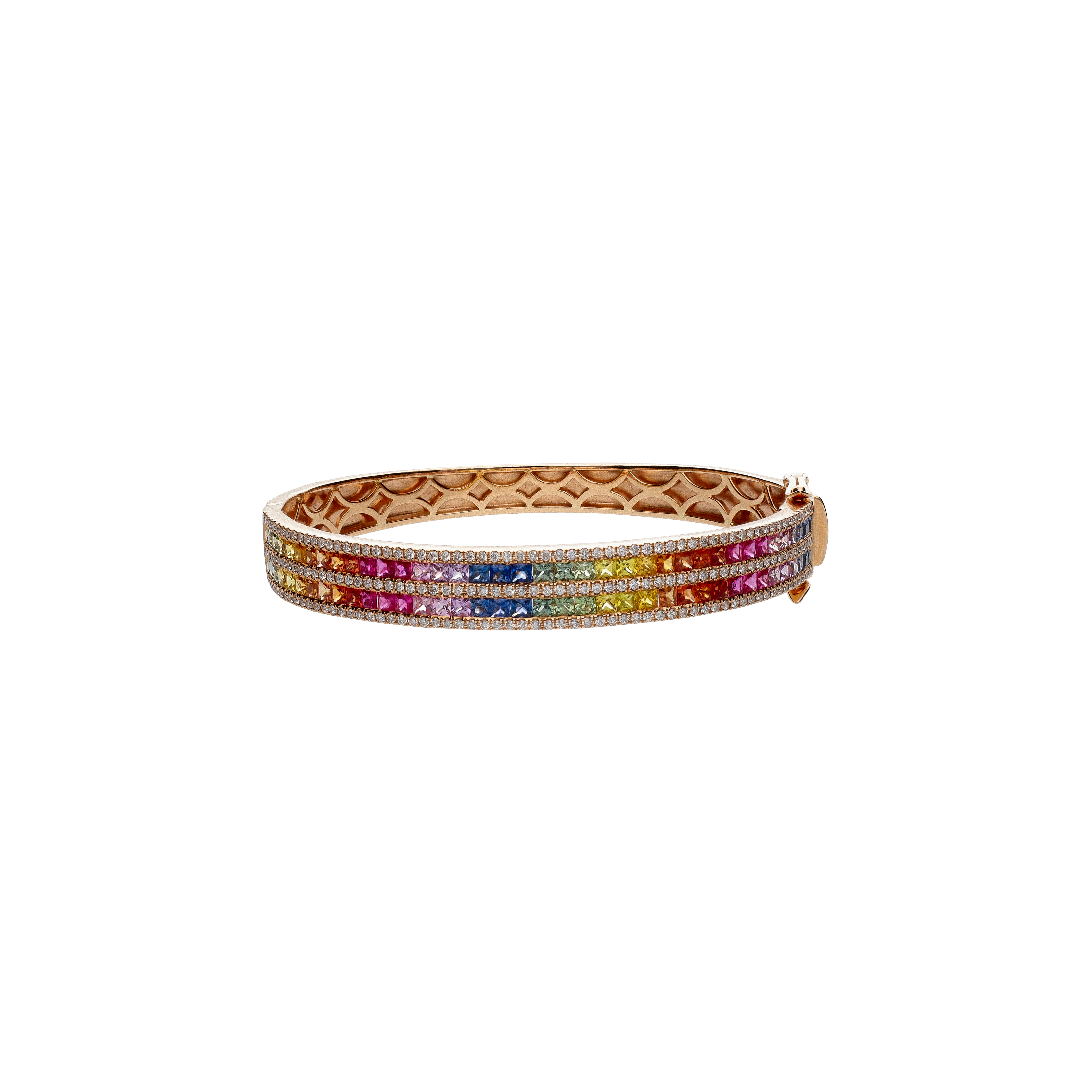 Bartorelli Italian Jewels | BRACCIALE RIGIDO RAINBOW IN ORO ROSA CON DIAMANTI E ZAFFIRI MULTICOLOR - KB1112/MS (1)