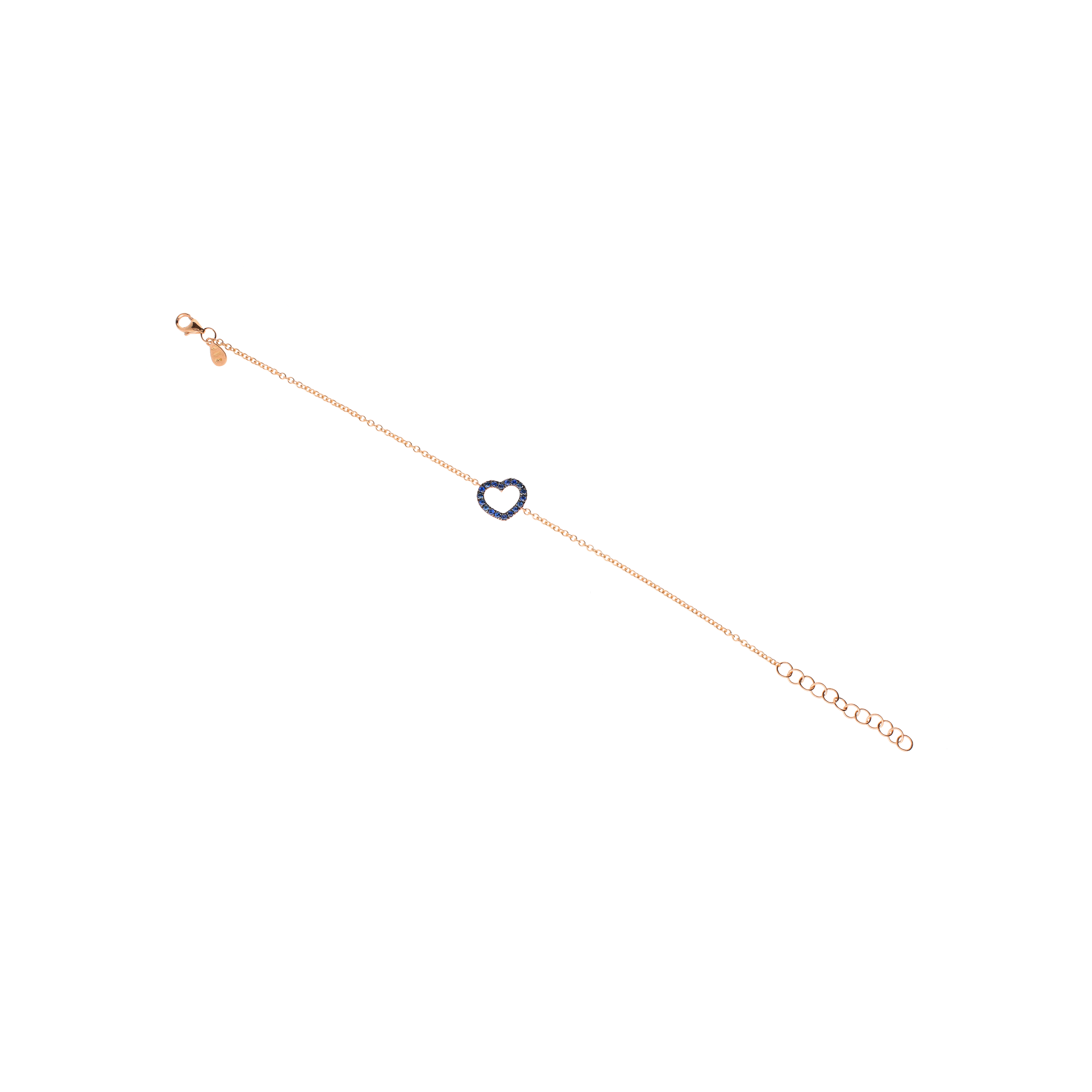Bartorelli Italian Jewels | BRACCIALE IN ORO ROSA CON CUORE SILHOUETTE IN ZAFFIRI BLU - FB1419R008N (1)