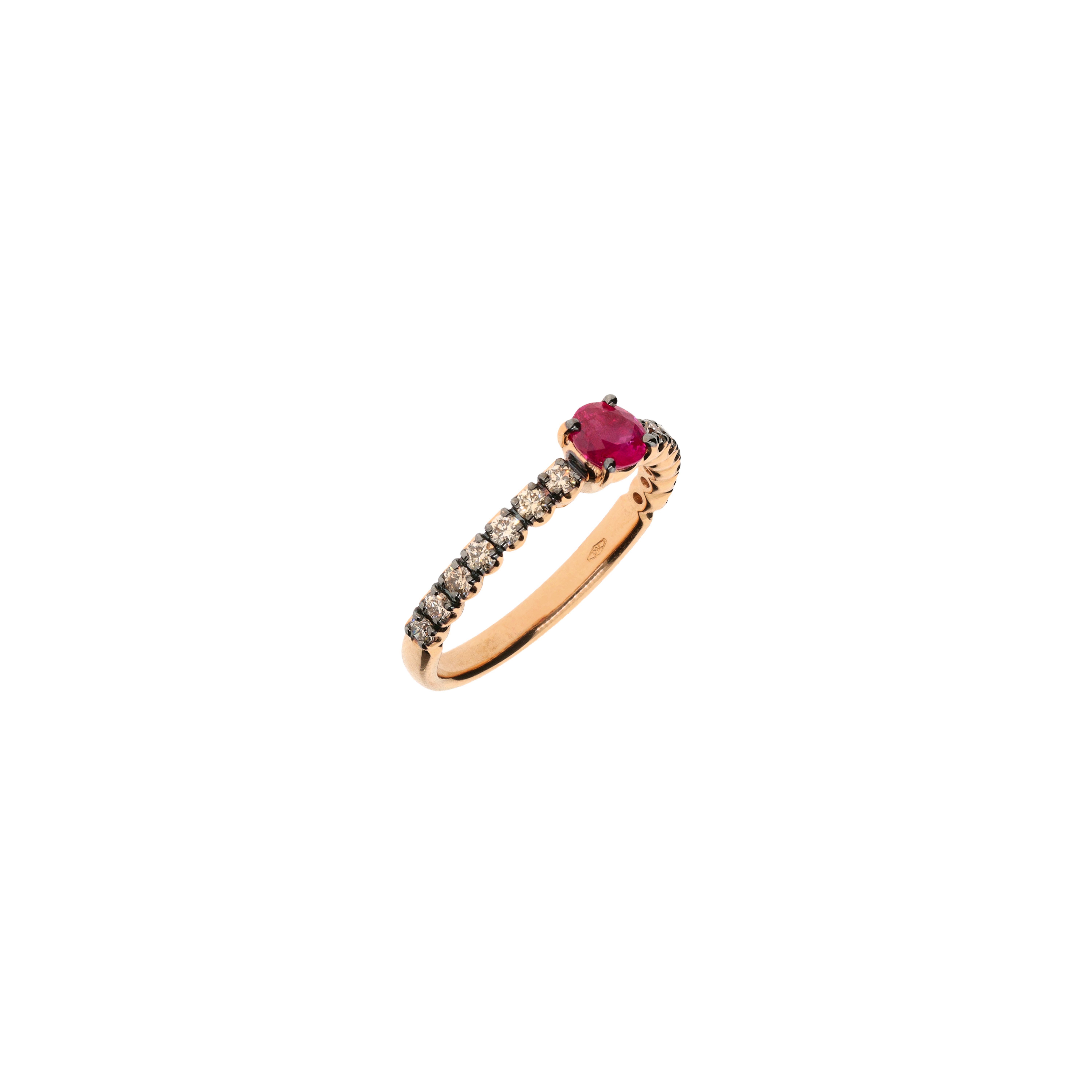 Bartorelli Italian Jewels | ANELLO IN ORO ROSA CON RUBINO E DIAMANTI BROWN - FA1141R007002N (1)