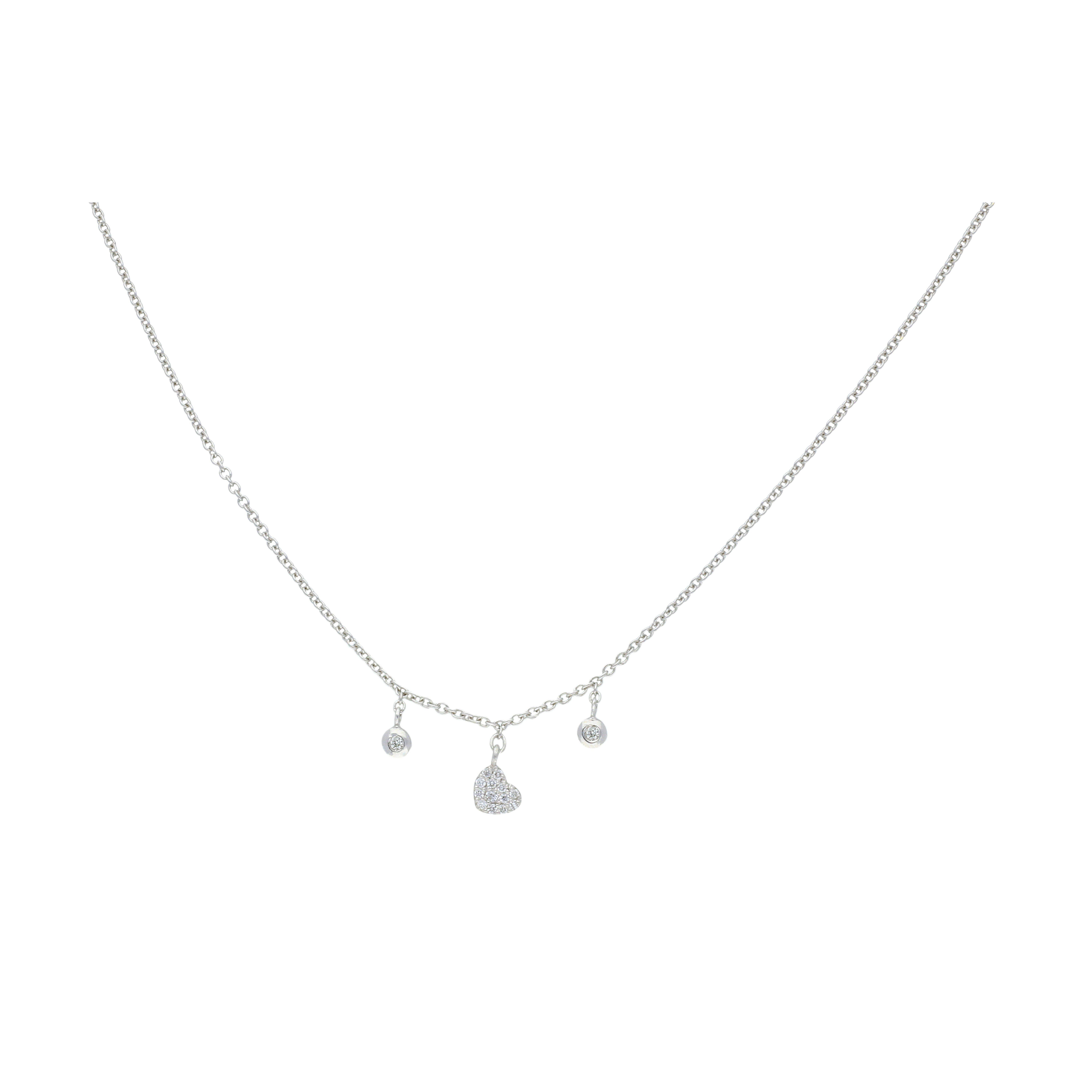 Bartorelli Italian Jewels | COLLANA IN ORO BIANCO CUORE IN PAV&Eacute; DI DIAMANTI E DIAMANTI PENDENTI - C054/23 (1)