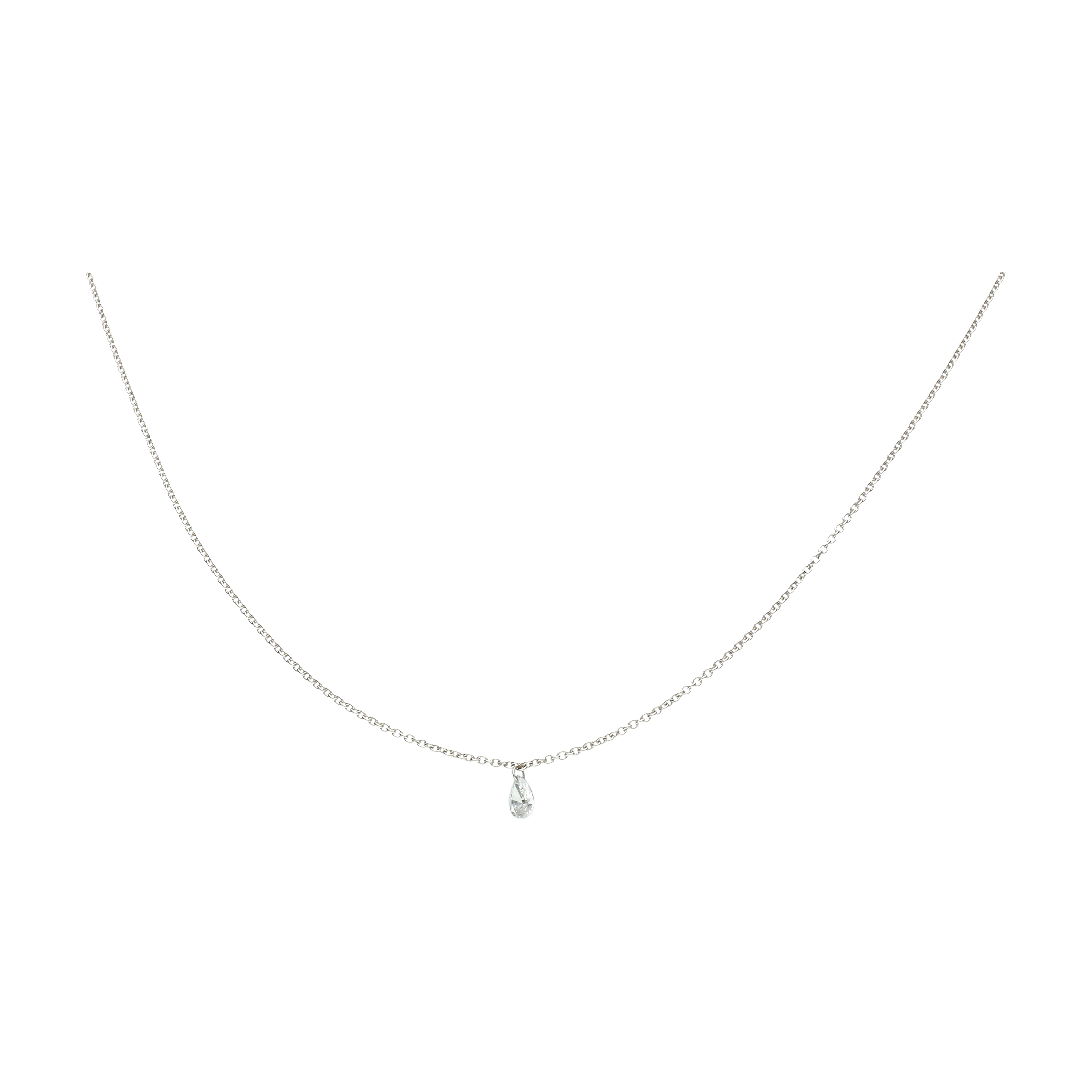 Bartorelli Italian Jewels | Collana Solitario diamante taglio goccia e catena in oro bianco - C058/1-0,15 (1)