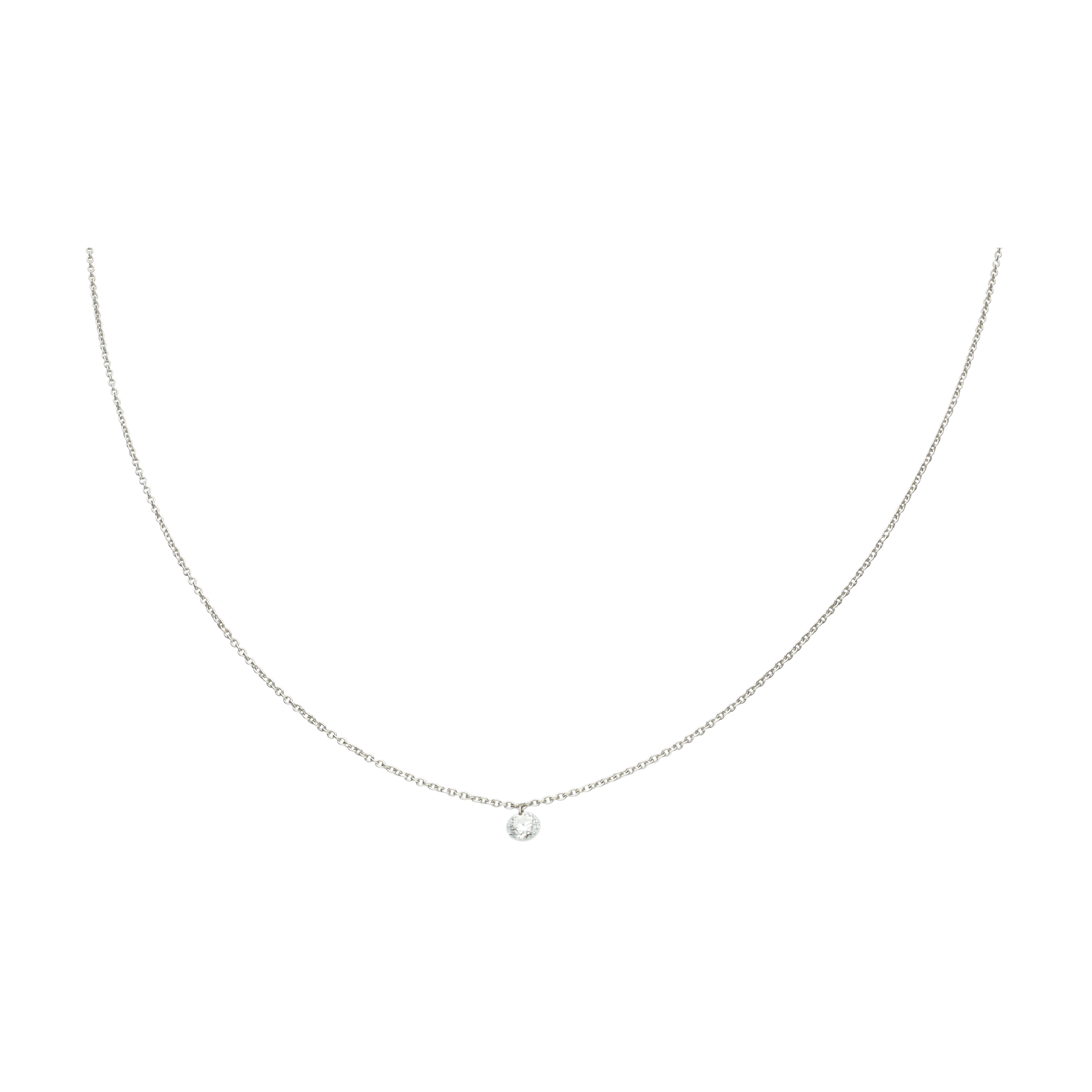 Bartorelli Italian Jewels | COLLANA PUNTO LUCE IN ORO BIANCO CON DIAMANTE SOLITARIO - C058/4 (1)