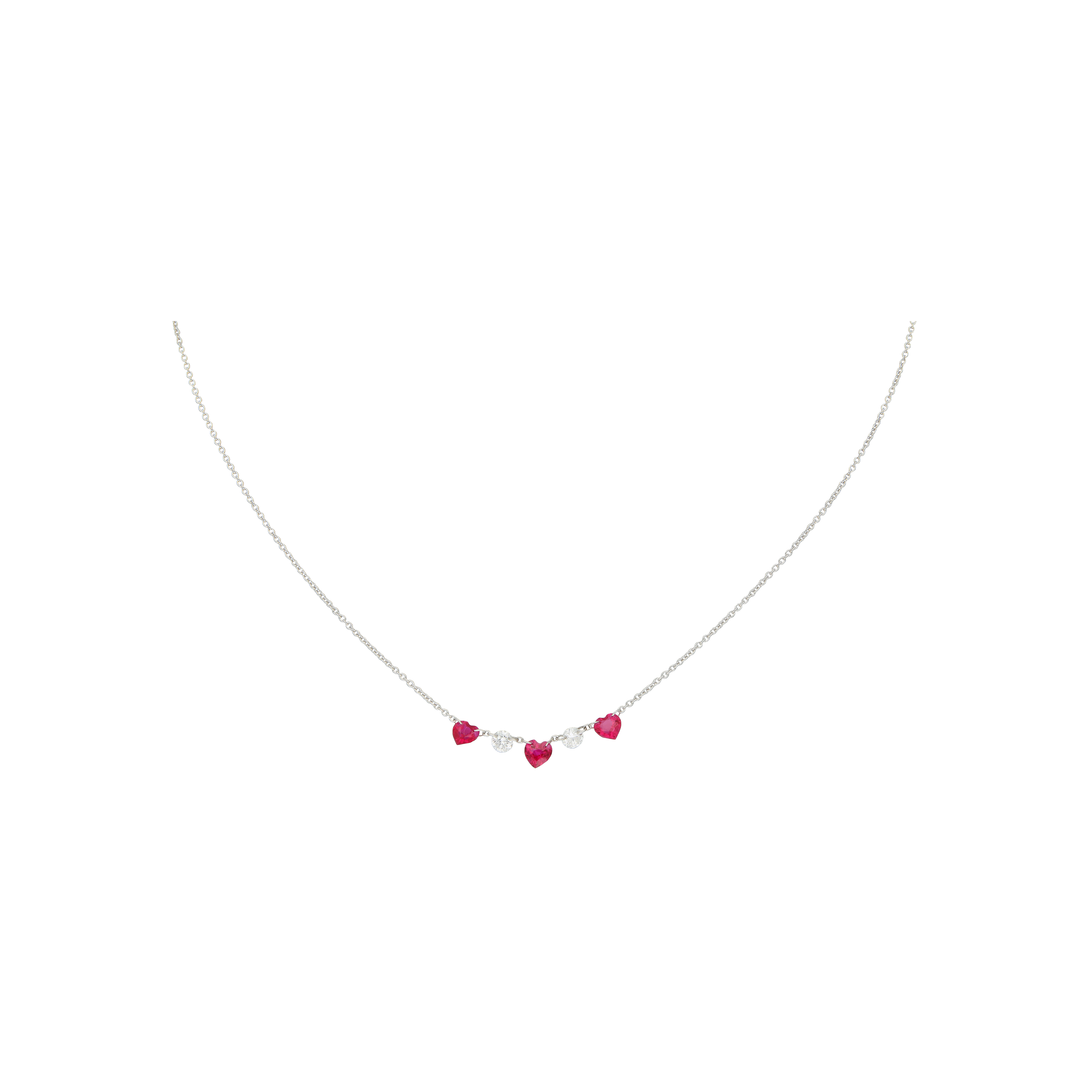 Bartorelli Italian Jewels | GIROCOLLO IN ORO BIANCO CON CUORI DIAMANTI E RUBINI - C069/16/2-C4R (1)