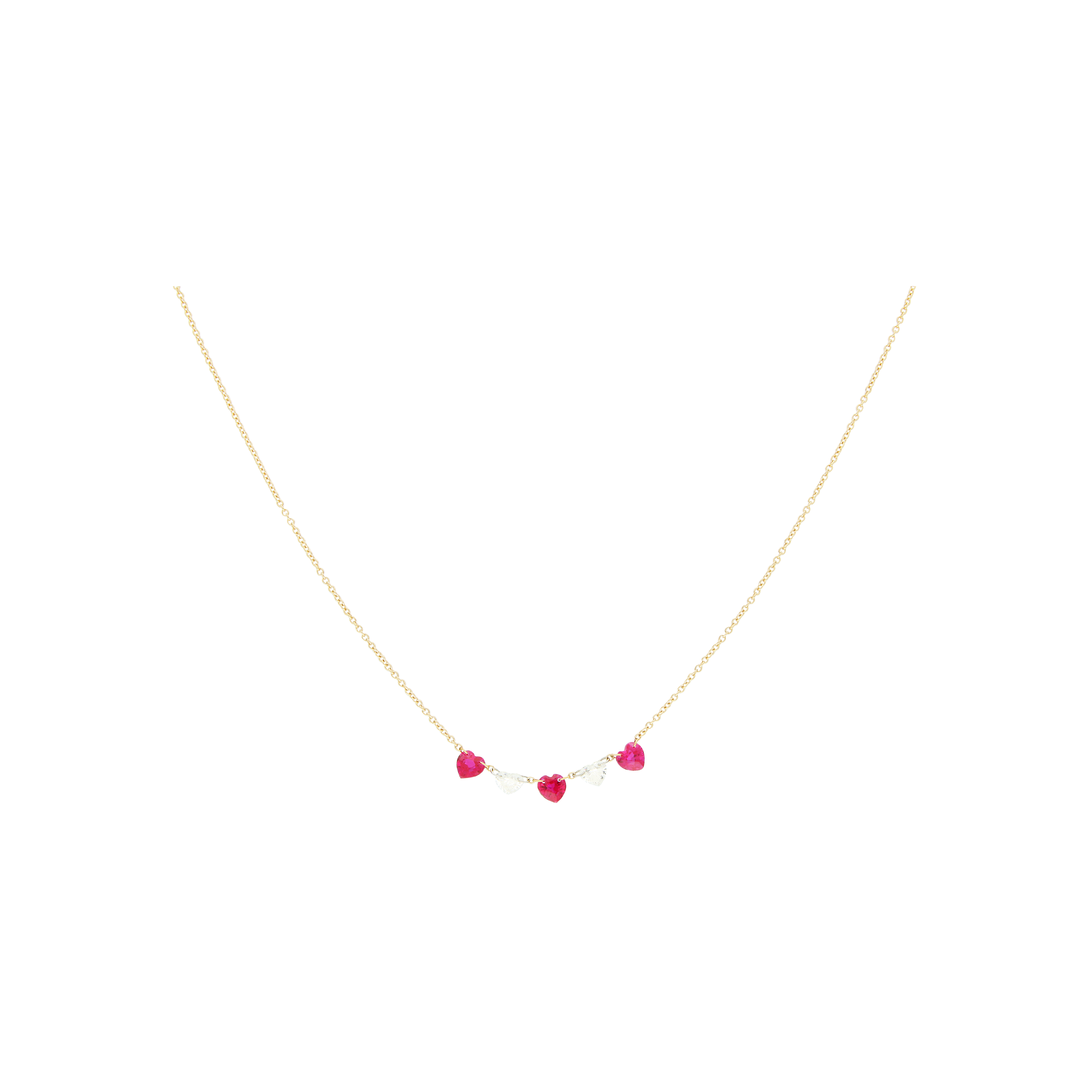Bartorelli Italian Jewels | GIROCOLLO IN ORO ROSA CON CUORI DIAMANTI E RUBINI - C069/16/3-C4R (1)
