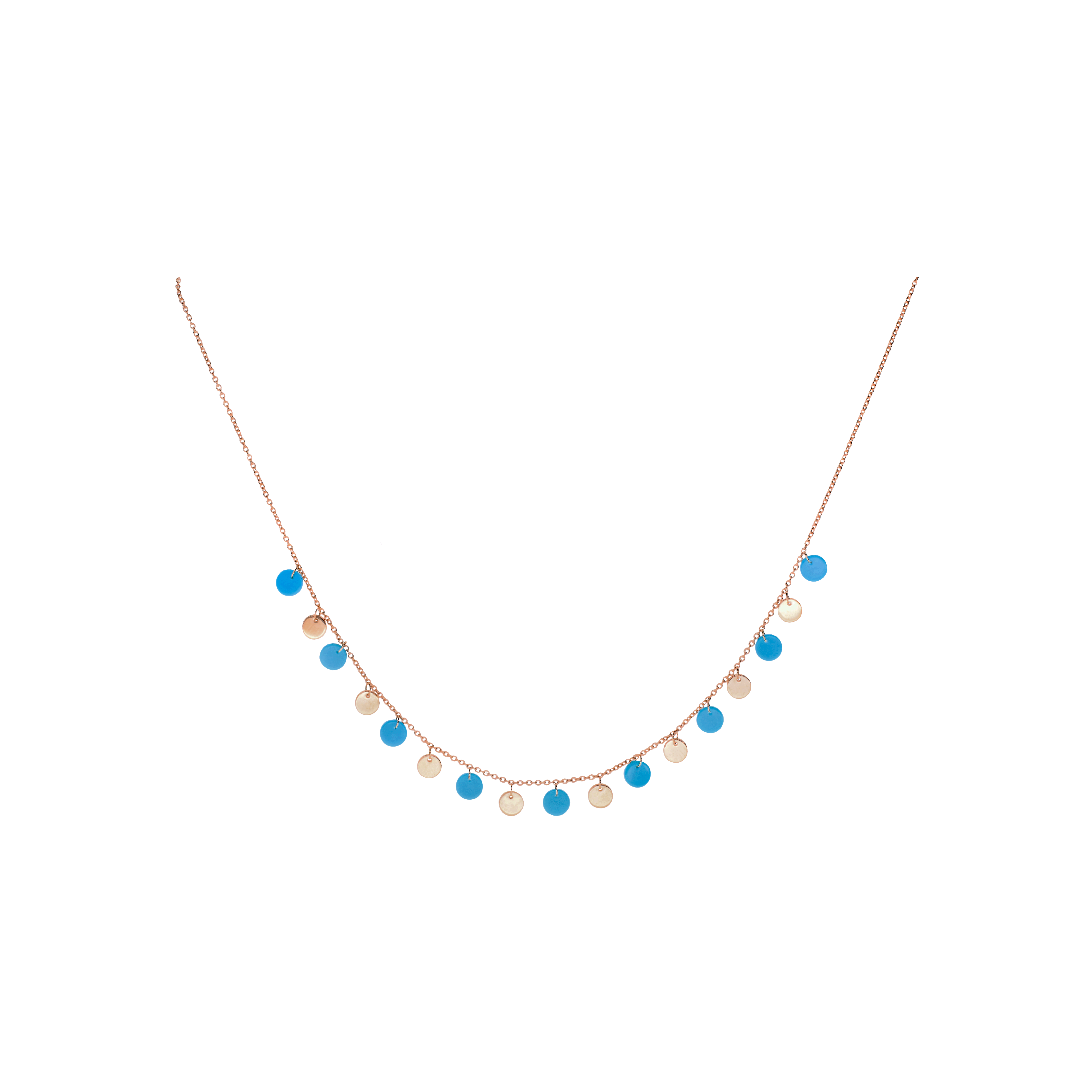 Bartorelli Italian Jewels | COLLANA IN ORO ROSA CON PAILLETTES IN ORO ROSA E  TURCHESE - C082/3-TU (1)