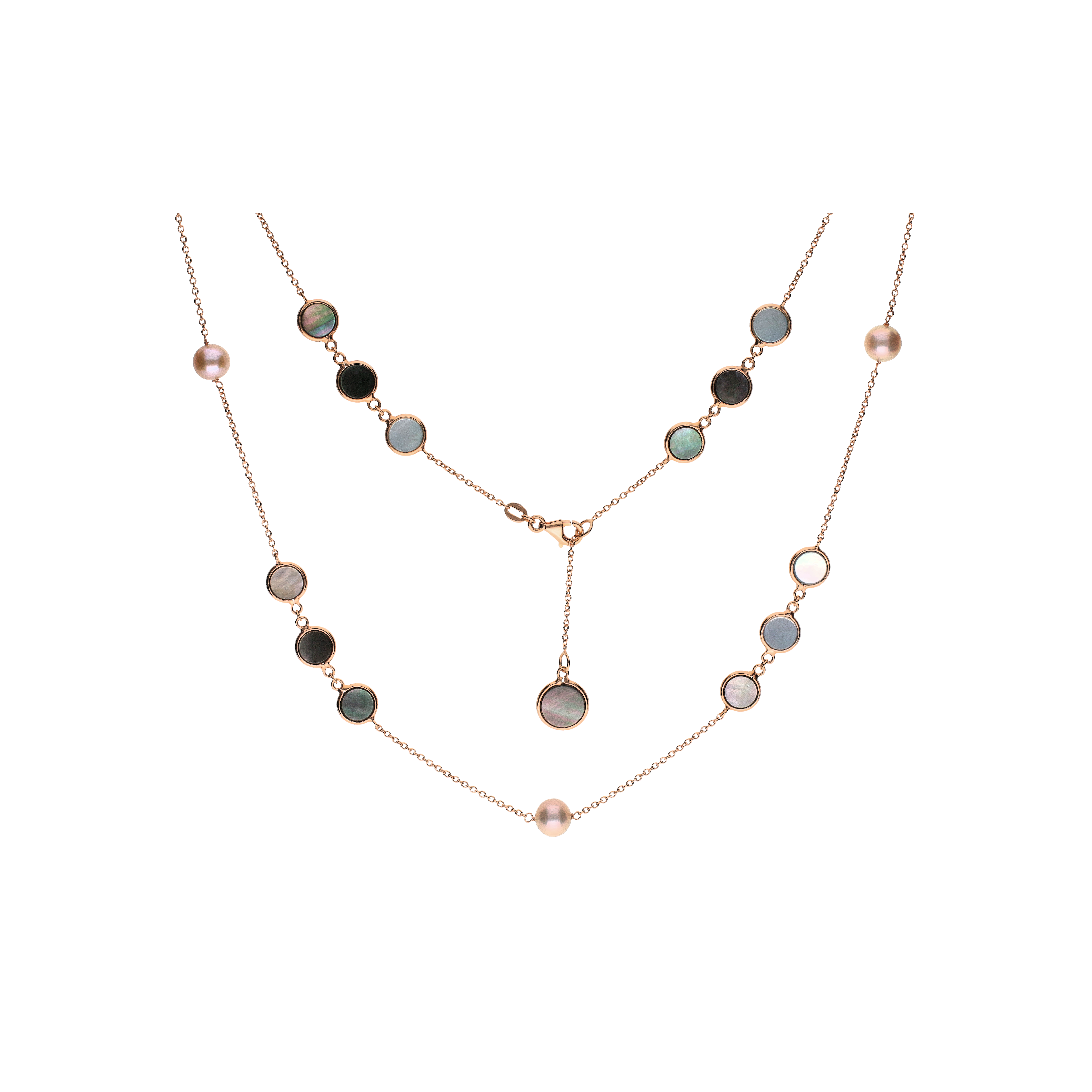 Bartorelli Italian Jewels | COLLANA LUNGA IN ORO ROSA CON PERLE E MADREPERLA - 0002121N00 (1)