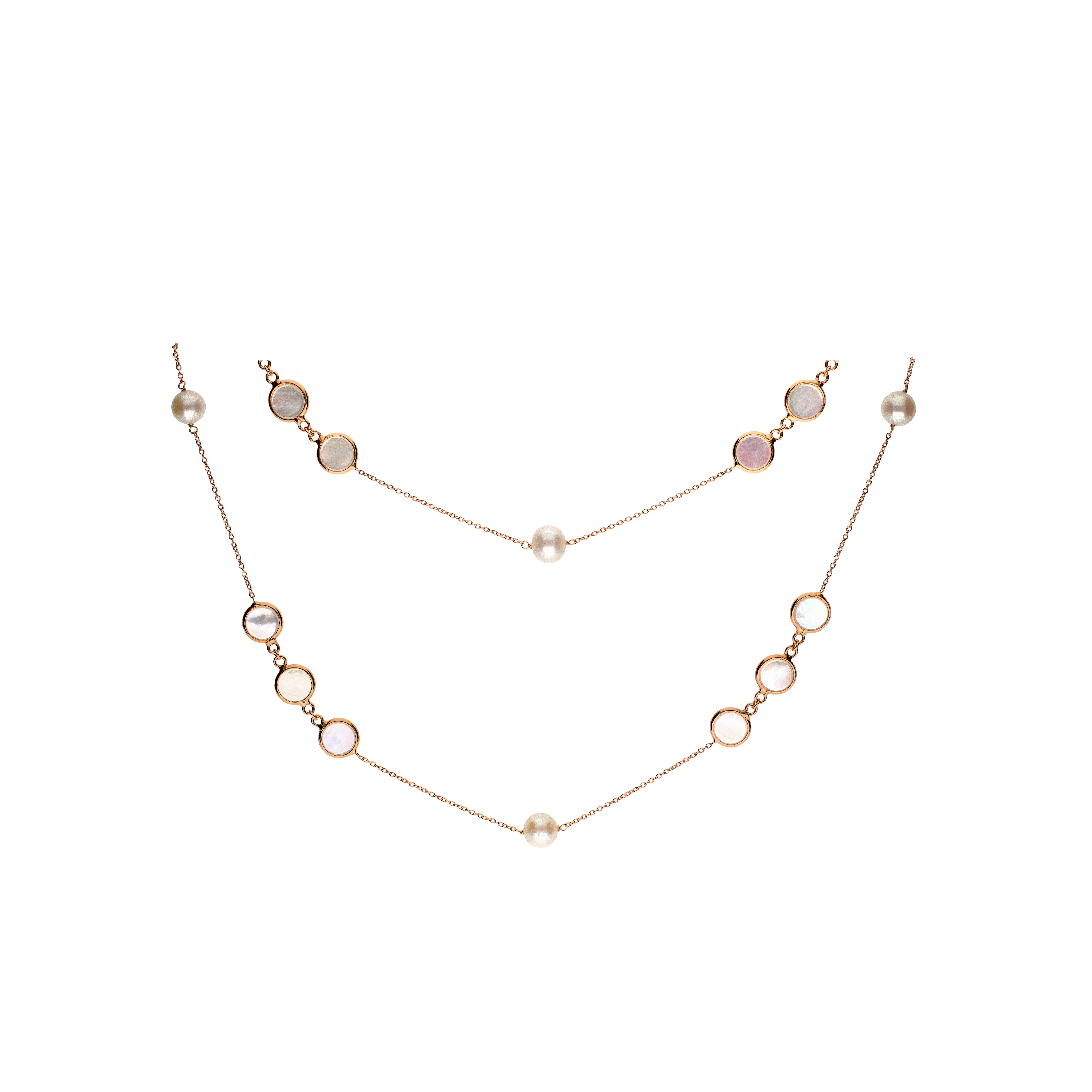 Bartorelli Italian Jewels | COLLANA LUNGA IN ORO ROSA CON MADREPERLA E PERLE - 0002121B00 (1)