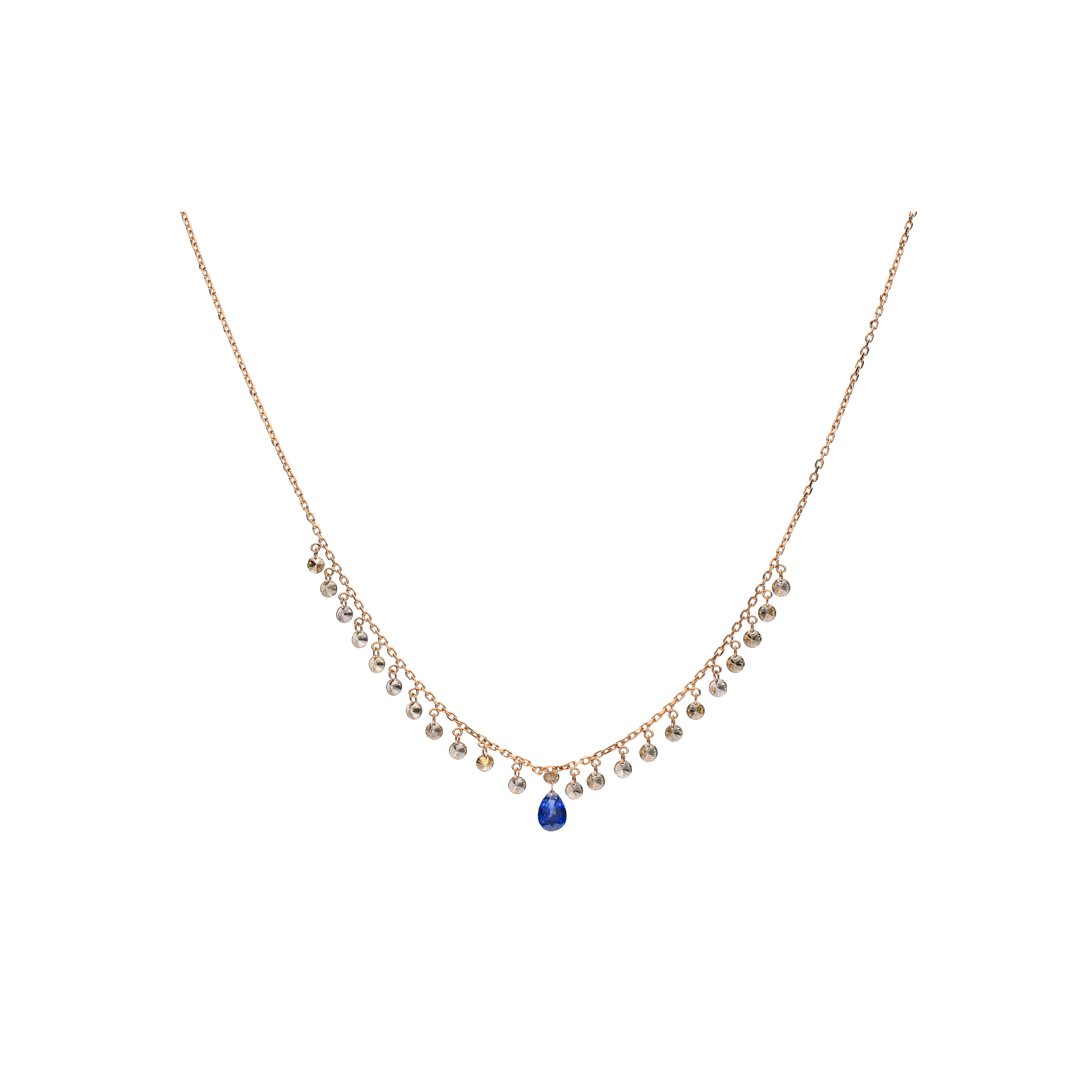Bartorelli Italian Jewels | COLLANA IN ORO ROSA CON DIAMANTI BROWN E ZAFFIRO BLU - C069/36-ZB (1)