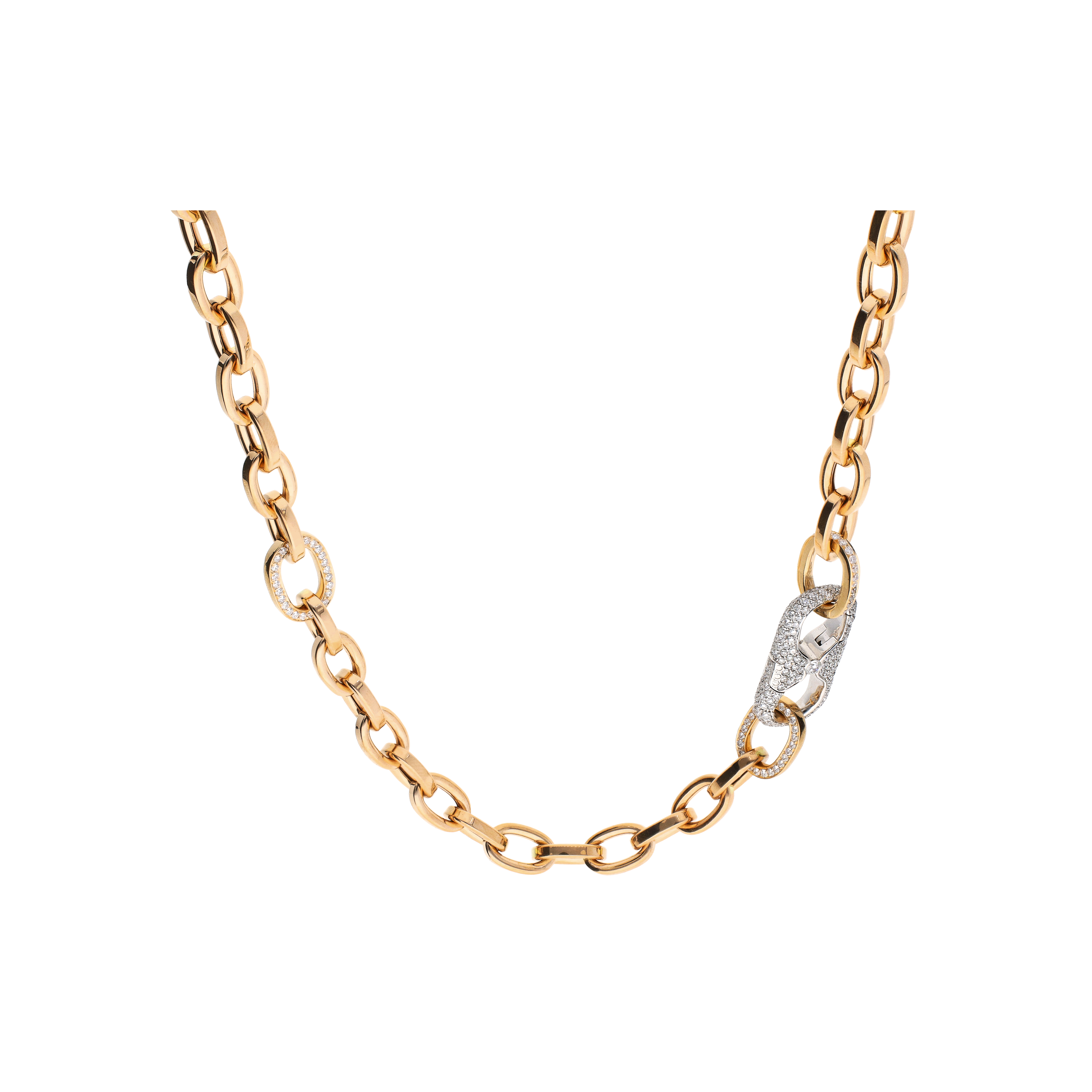 Bartorelli Italian Jewels | COLLANA IN ORO ROSA E  DIAMANTI CON CHIUSURA IN ORO BIANCO FULL PAV&Eacute; DI DIAMANTI - 000-5264NS (1)
