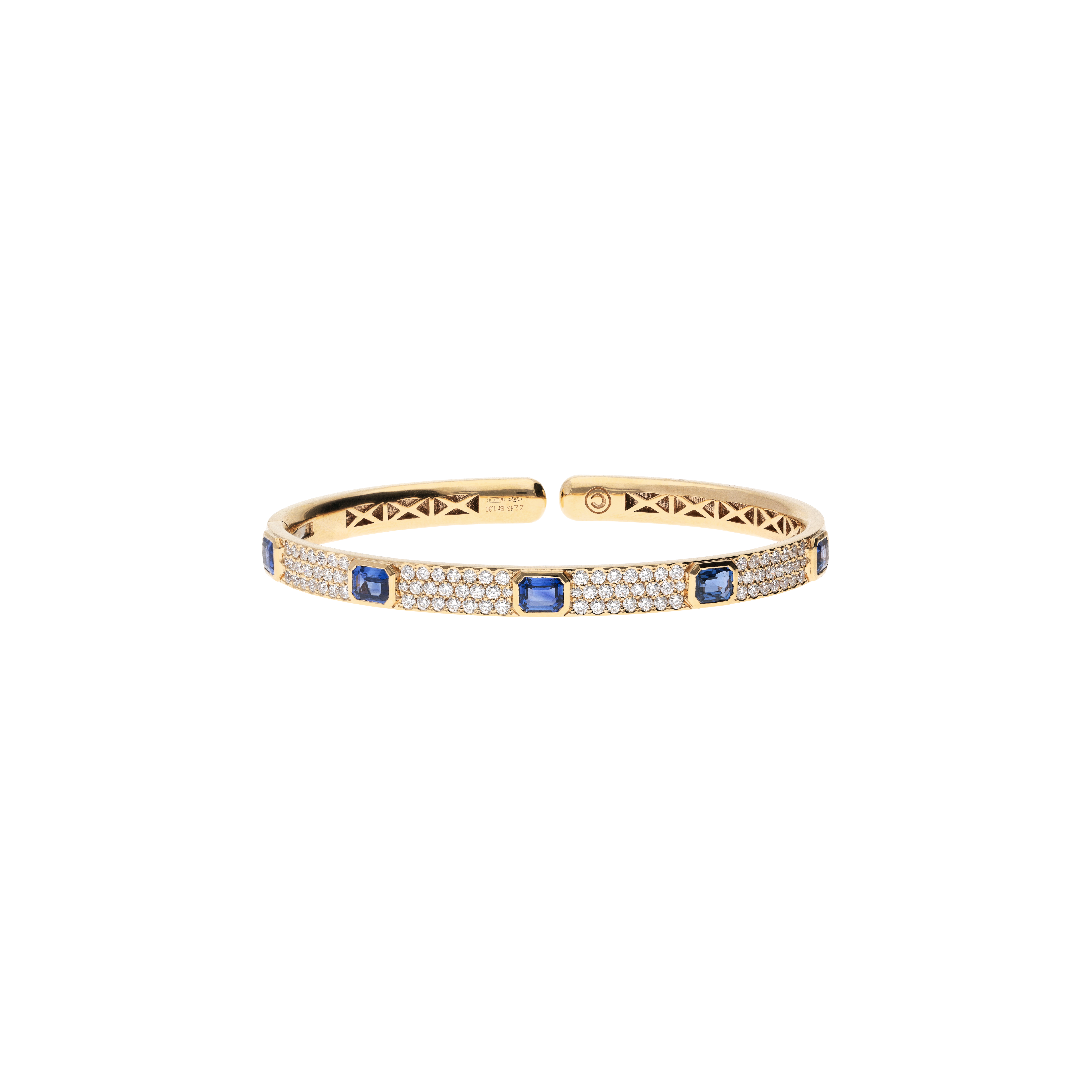 Bartorelli Italian Jewels | BRACCIALE RIGIDO IN ORO ROSA CON PAV&Eacute; DI DIAMANTI E ZAFFIRI BLU - 000-4498NS-ZB (1)