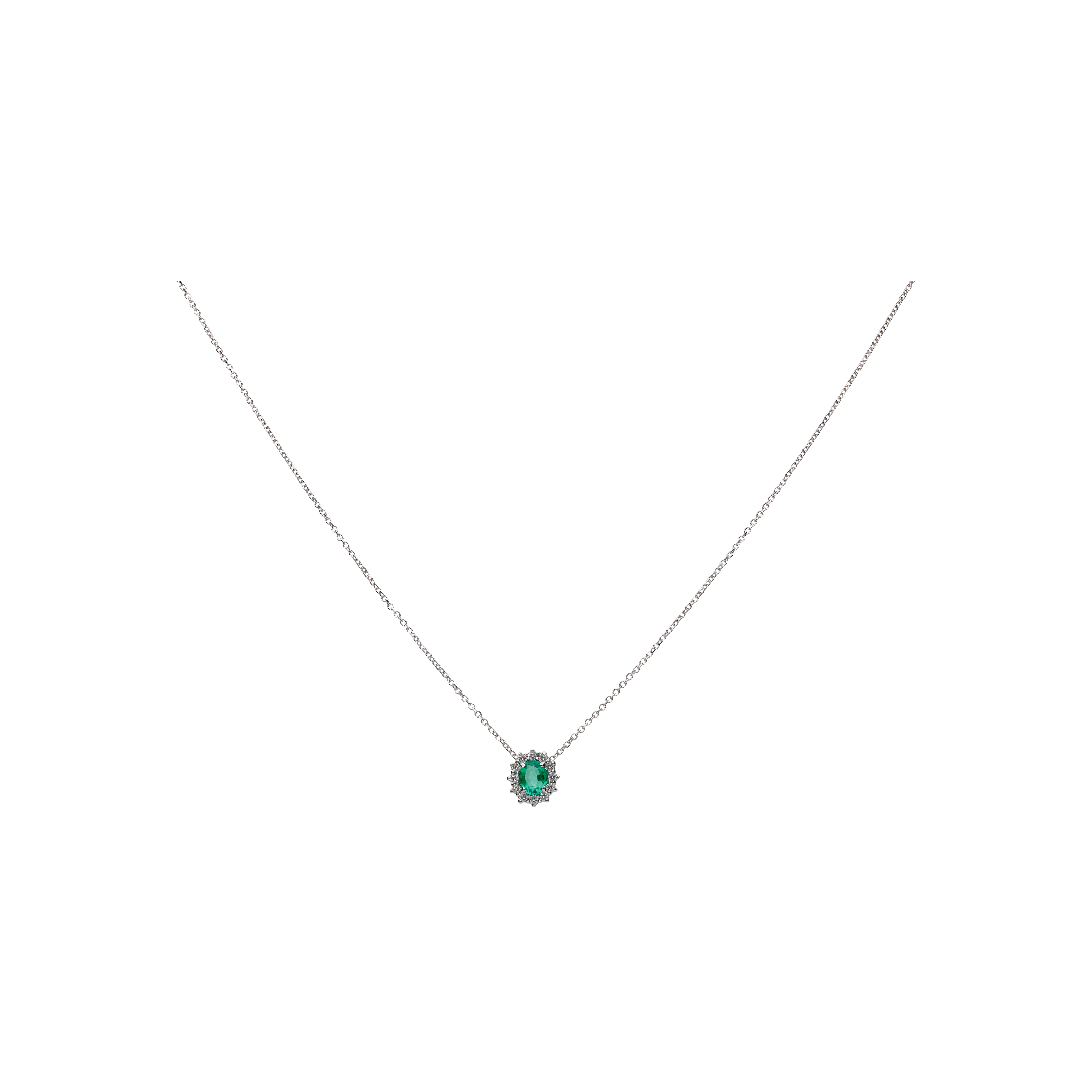 Bartorelli Italian Jewels | COLLANA IN ORO BIANCO CON PENDENTE ROSETTA SMERALDO E DIAMANTI - 0005240S12 (1)