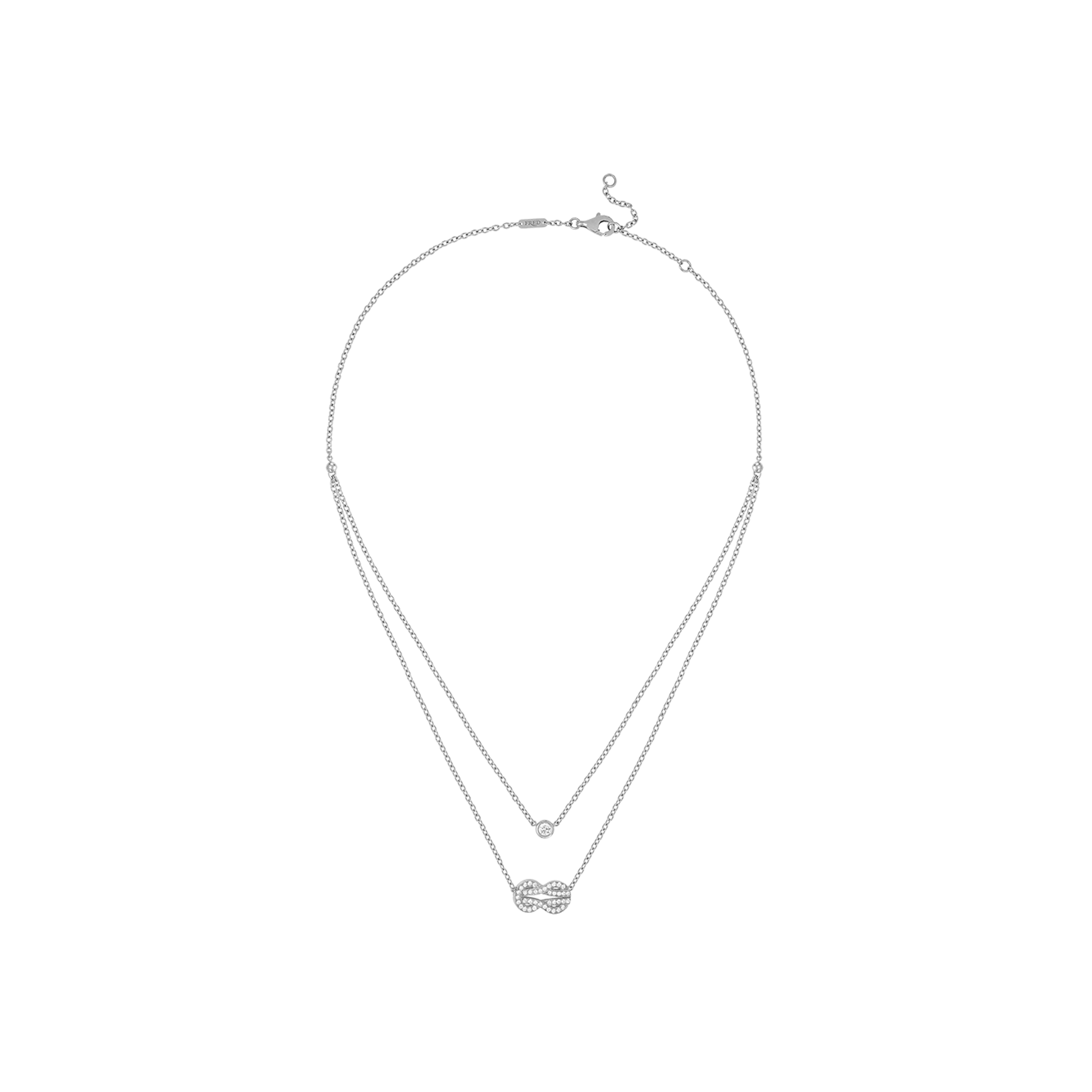 Fred | COLLANA A DOPPIA CATENA CHANCE INFINIE MODELLO MEDIO IN ORO BIANCO E DIAMANTI - 7B0226 - 7B0226 (2)