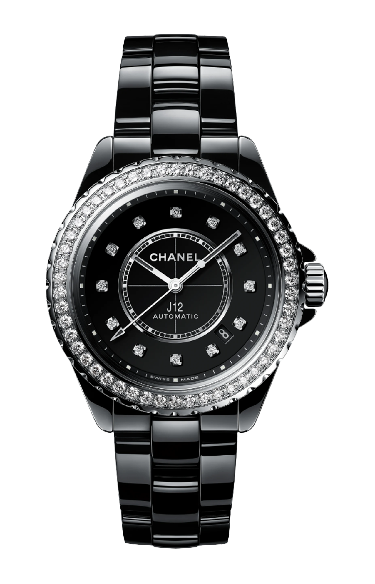 Chanel | J12 CON LUNETTA DI DIAMANTI CALIBRO 12.1, 38 MM - H6526 (1)
