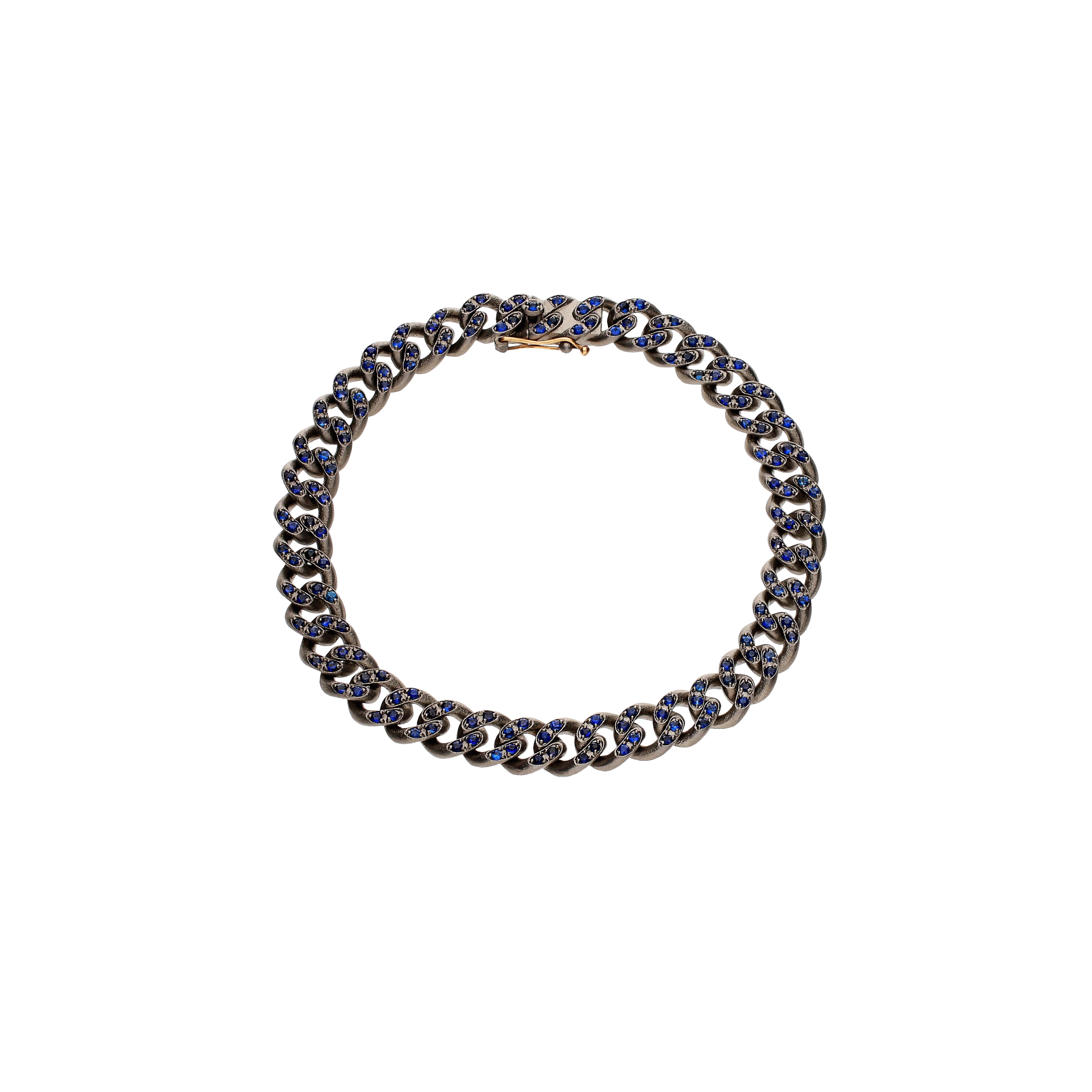 Mano | J . | BRACCIALE UOMO GROUMETTE SNODATO INCASSATO IN TITANIO, ORO ROSA E ZAFFIRI BLU - GROUBRTZAFBSN - GROUBRTZAFBSN (1)