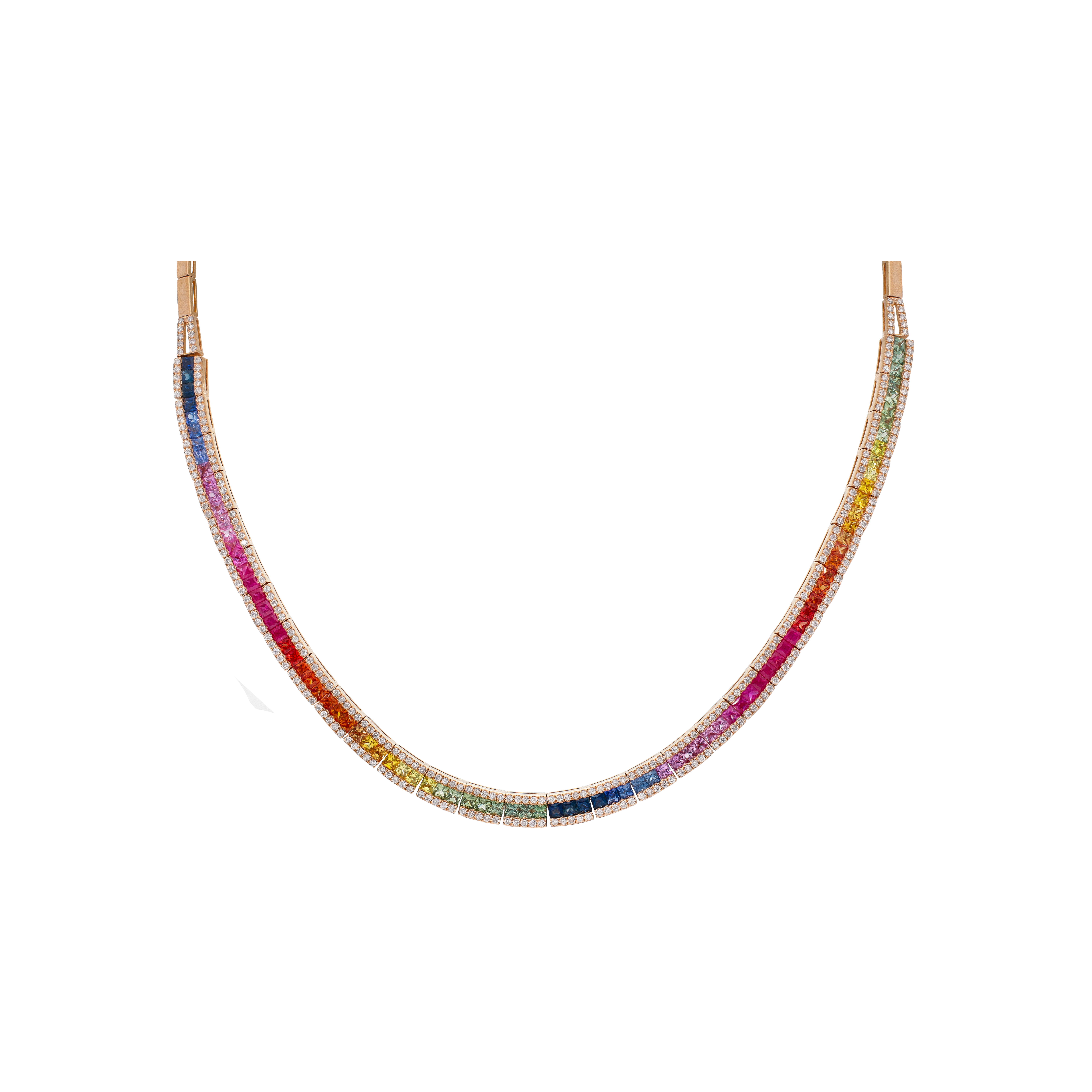 Bartorelli Italian Jewels | COLLANA RAINBOW IN ORO ROSA CON ZAFFIRI MULTICOLOR E DIAMANTI - KN1024/MS (1)