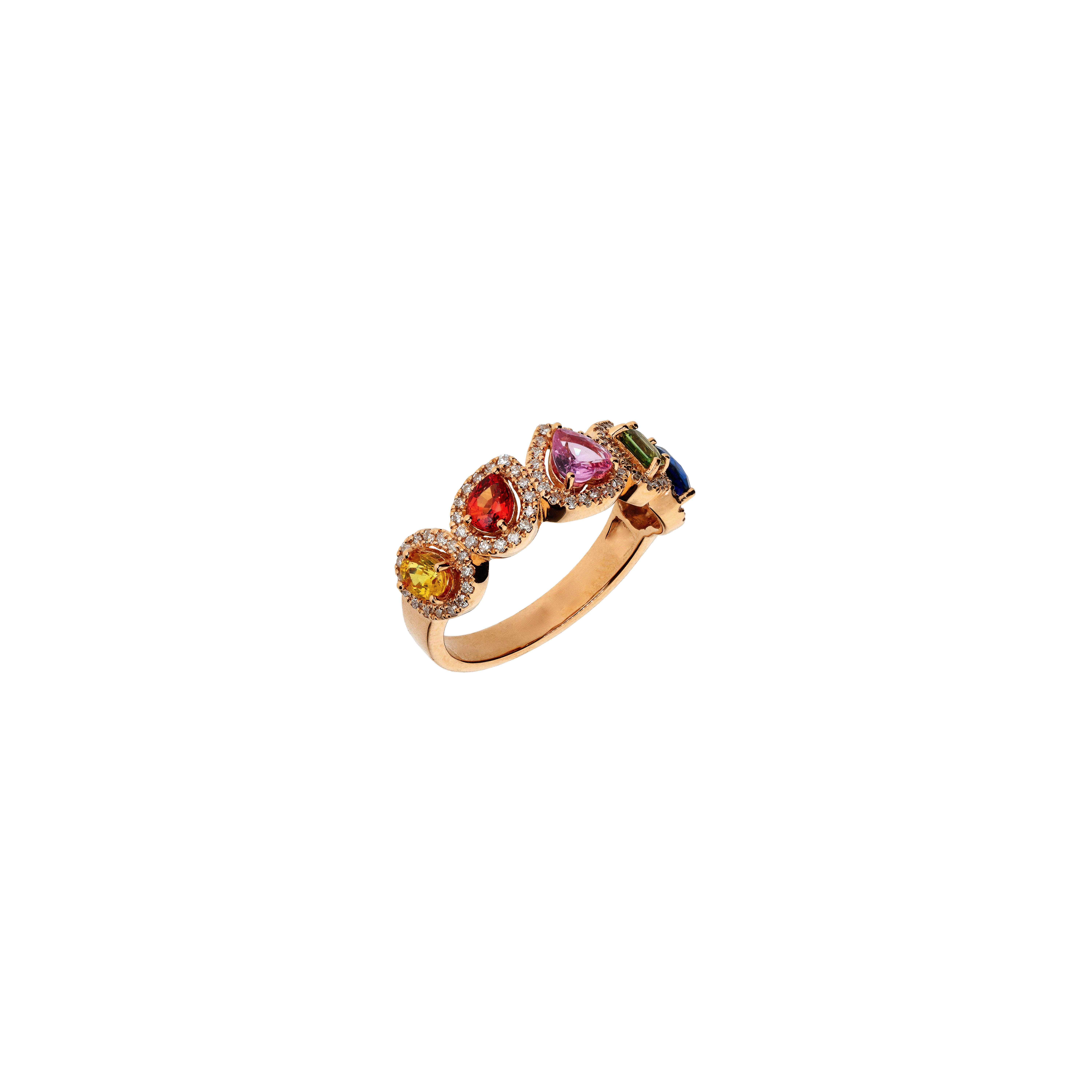 Bartorelli Italian Jewels | ANELLO RAINBOW IN ORO ROSA CON ZAFFIRI MULTICOLOR E DIAMANTI - KR1232/MS (1)