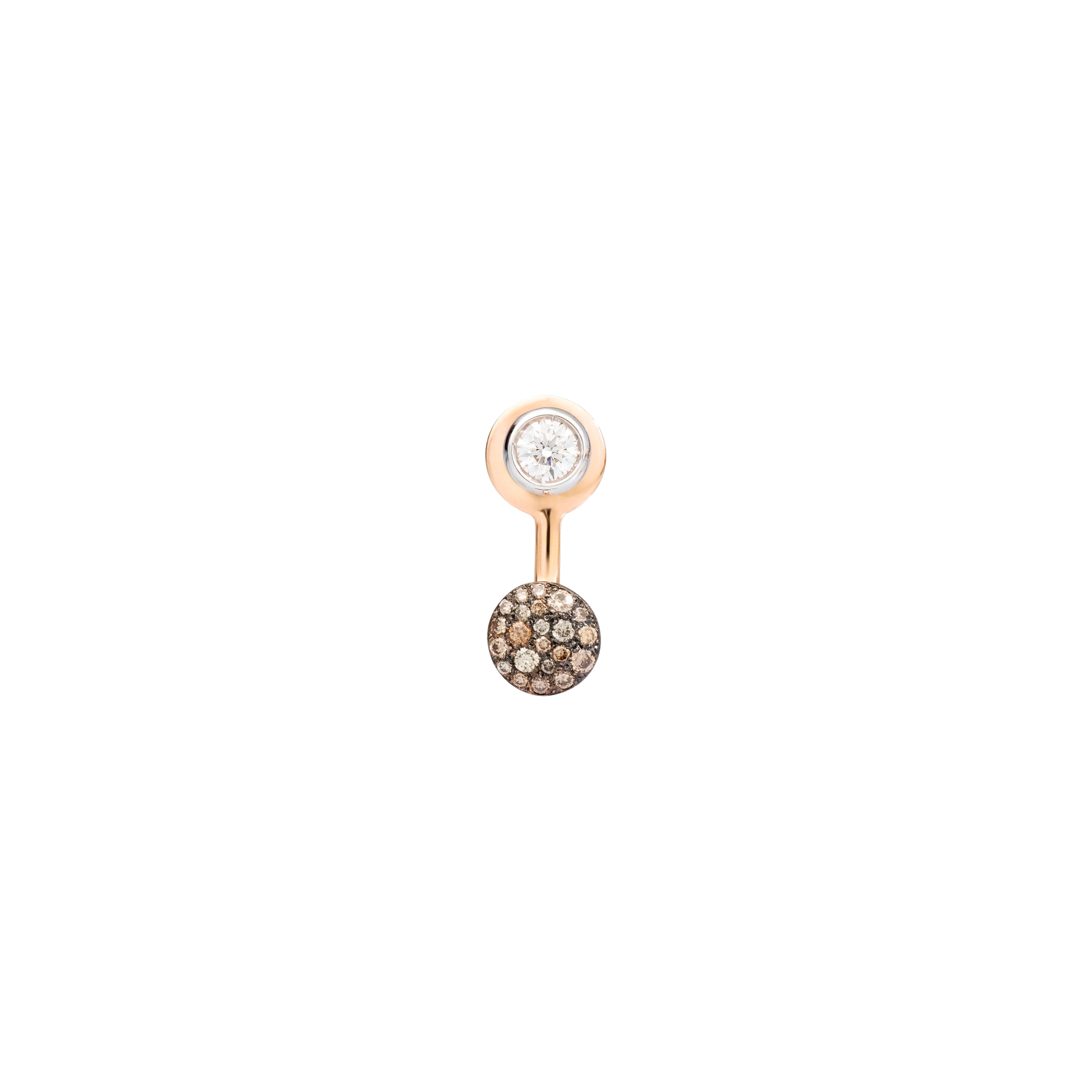 Pomellato | ORECCHINO SINGOLO SABBIA IN ORO ROSA CON DIAMANTI BIANCHI E PAV&Eacute; DI DIAMANT BROWN - PHC3052O6BWRDB0BR - PHC3052O6BWRDB0BR (1)